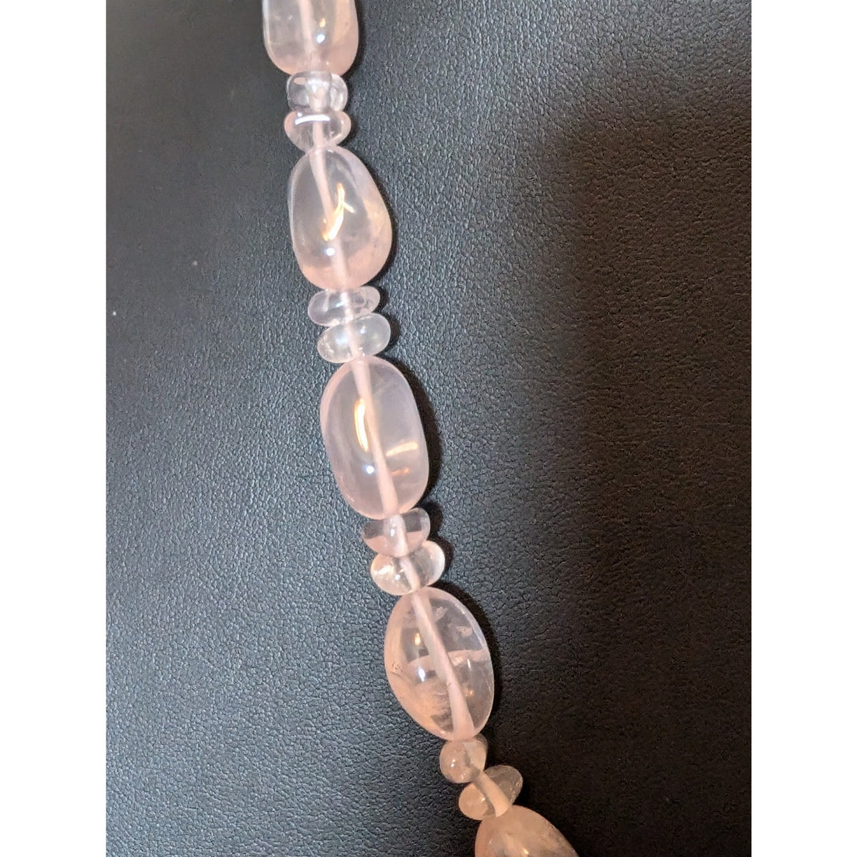 Vintage Rose Quartz 24" Bead Barrel Clasp Necklace