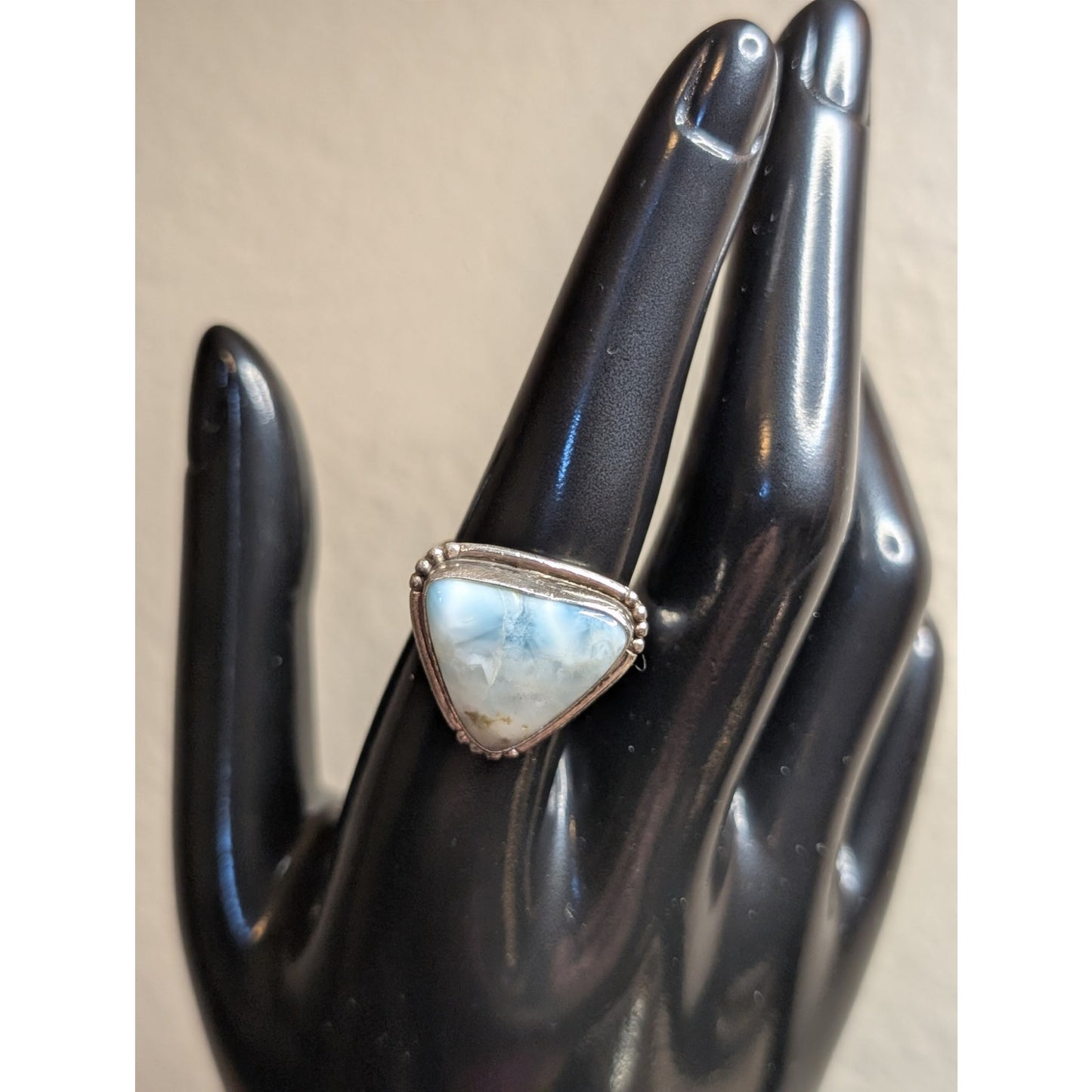 Vintage Southwest 925 Sterling Silver & Blue Larimar Trillion Ring-Sz 6.5