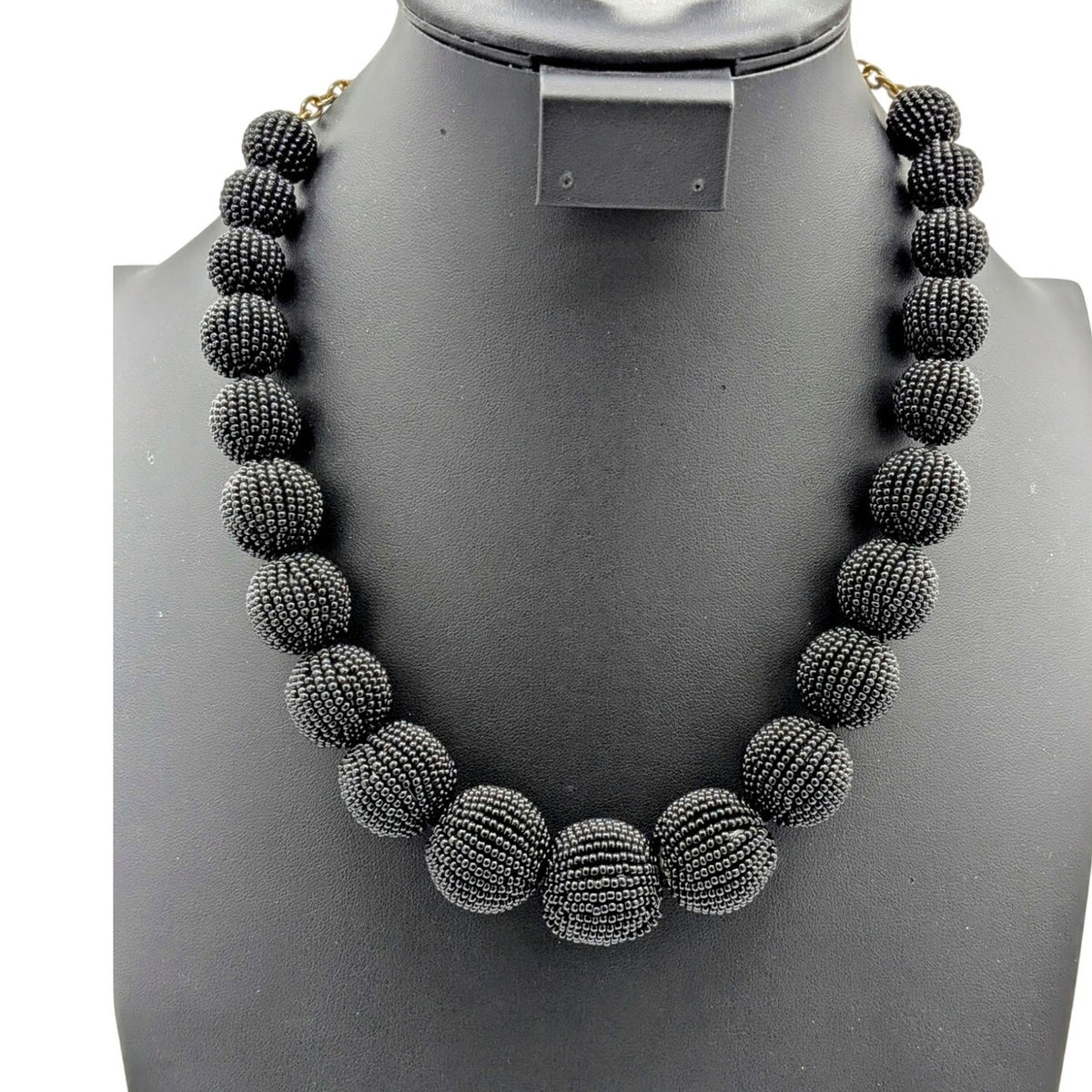 J. Crew Black Graduated Seed Bead Ball 18"-22" Necklace