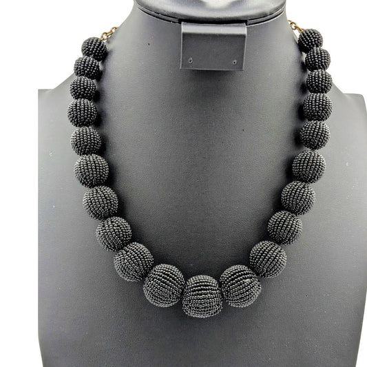 J. Crew Black Graduated Seed Bead Ball 18"-22" Necklace