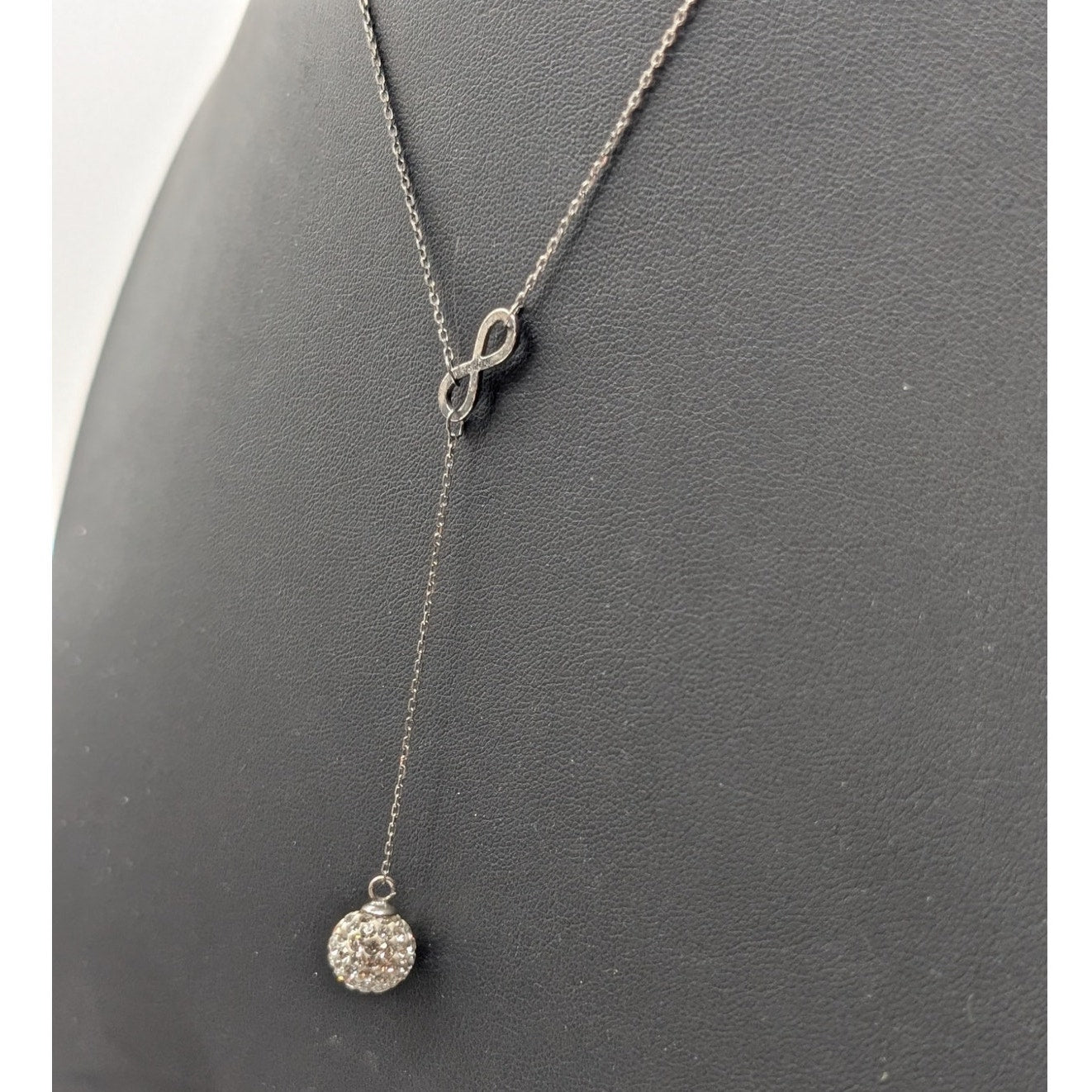 925 Sterling Silver 16" & 18" Infinity Crystal Orb Dangle Chain Necklace