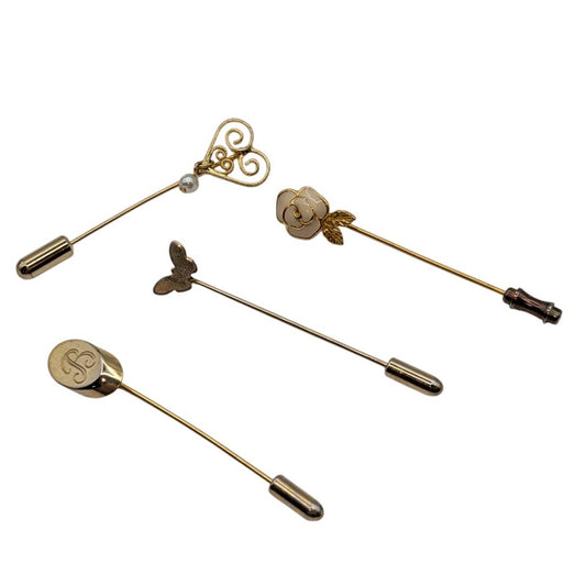 Vintage Four Gold Tone Stick Pins