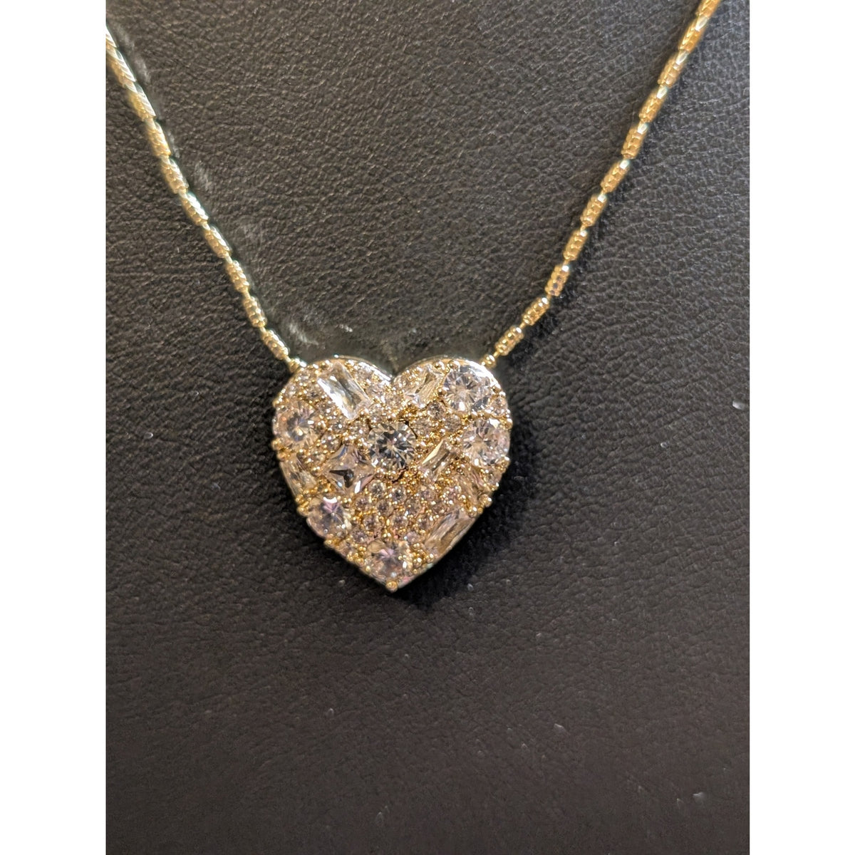 Brilliance 14k Gold Flash Plated Cubic Zirconia Baguette Heart Necklace