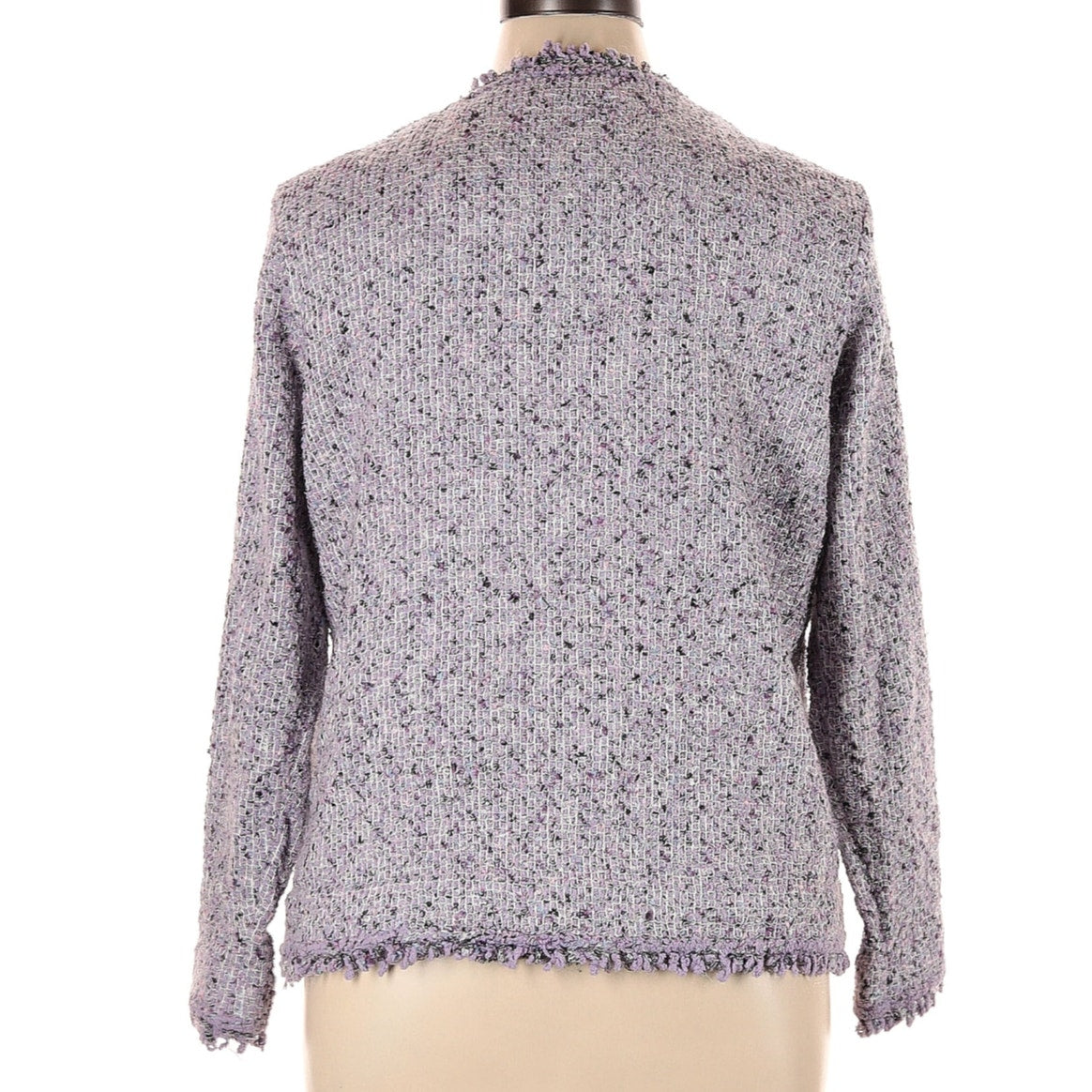 JH Collectibles Lavender Boucle Fringe Button Pocket Front Cardigan Womens Sz 1X