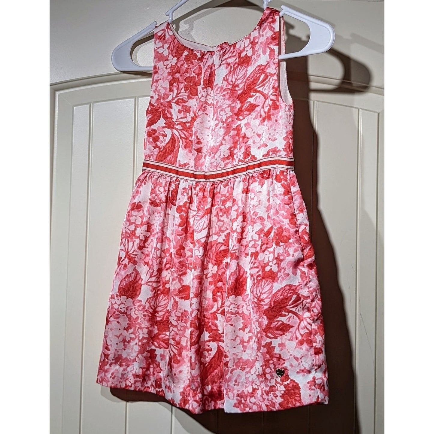 Juicy Couture Pink White Ribbon Waist Sleeveless Lined Dressy Dress Girls Size 6