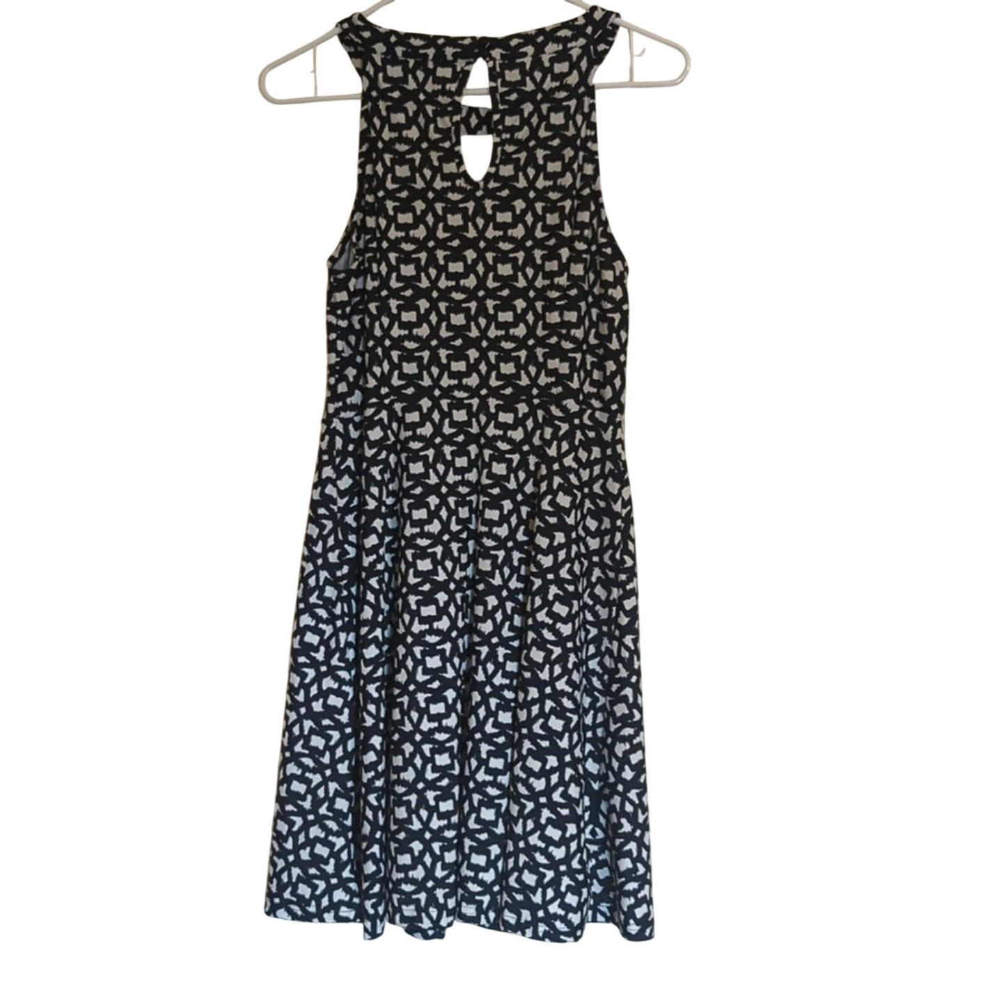 Aryeh Anthropologie Black Ivory Geometric Sleeveless A Line Dress Women's Sz. M