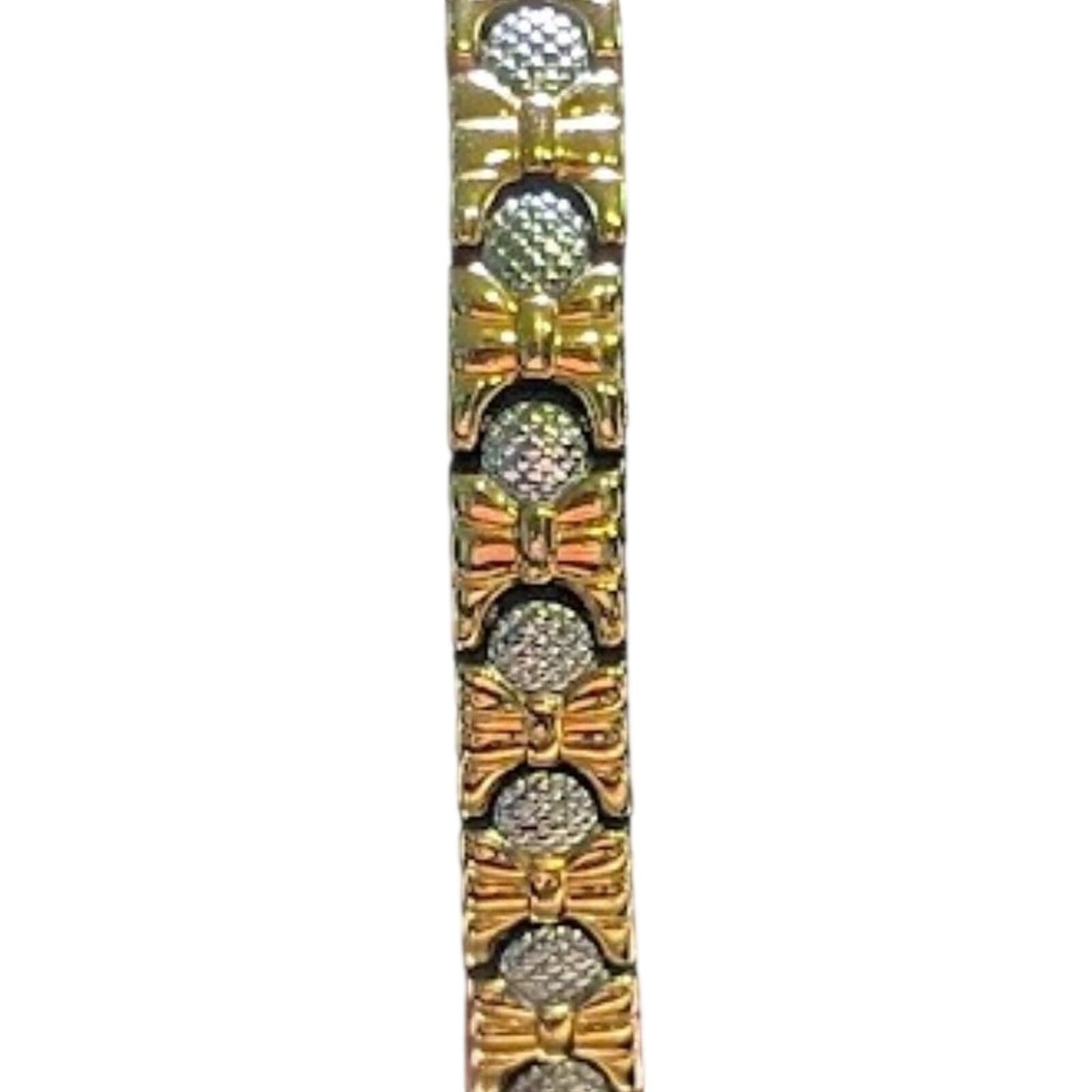 Two Toned Stainless Steel Magnetic Bracelet with Fold Over Clasp