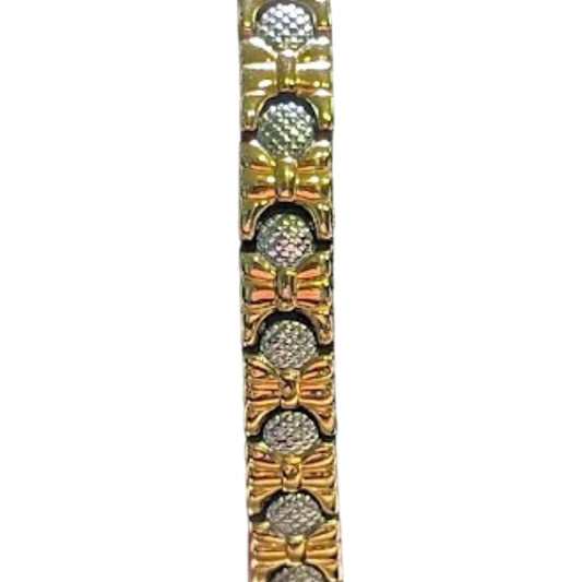 Two Toned Stainless Steel Magnetic Bracelet with Fold Over Clasp