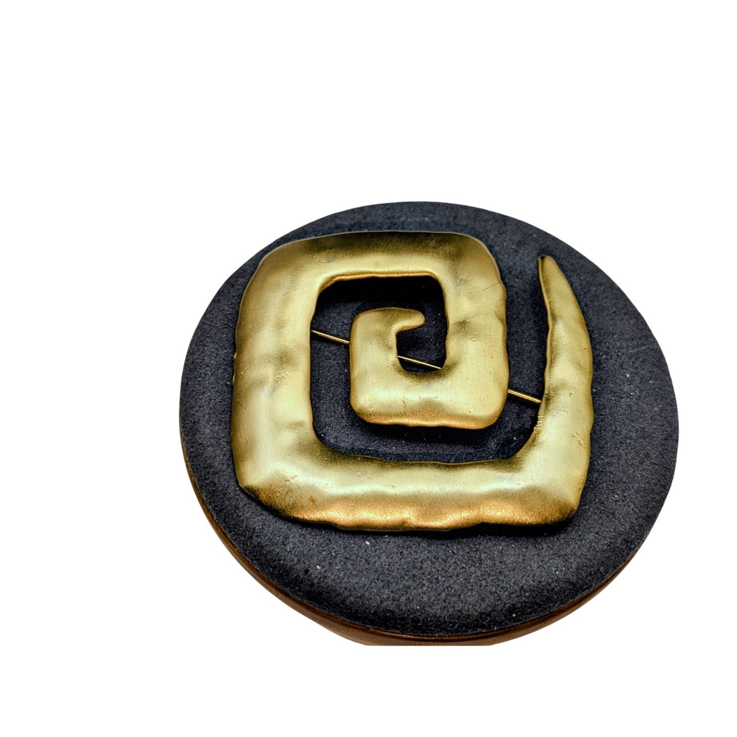 Vintage 1986 JJ Brushed Gold Tone Large Square Modernist Pin Brooch