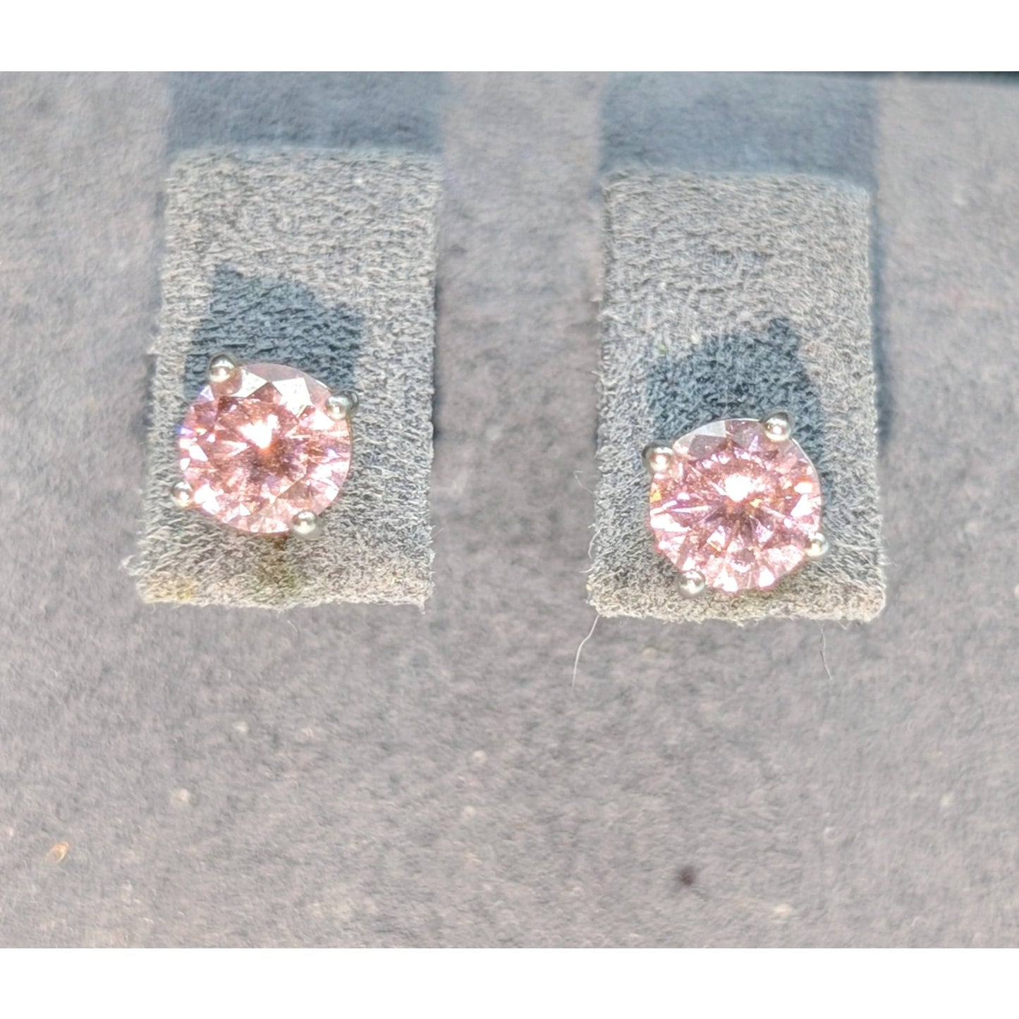 925 Sterling Silver Pink Crystal Stud Earrings