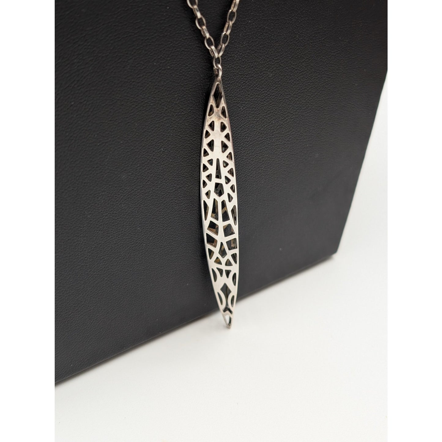 Vtg SILPADA Sterling Silver Stiletto Large Filigree Pendant 30" Chain Necklace