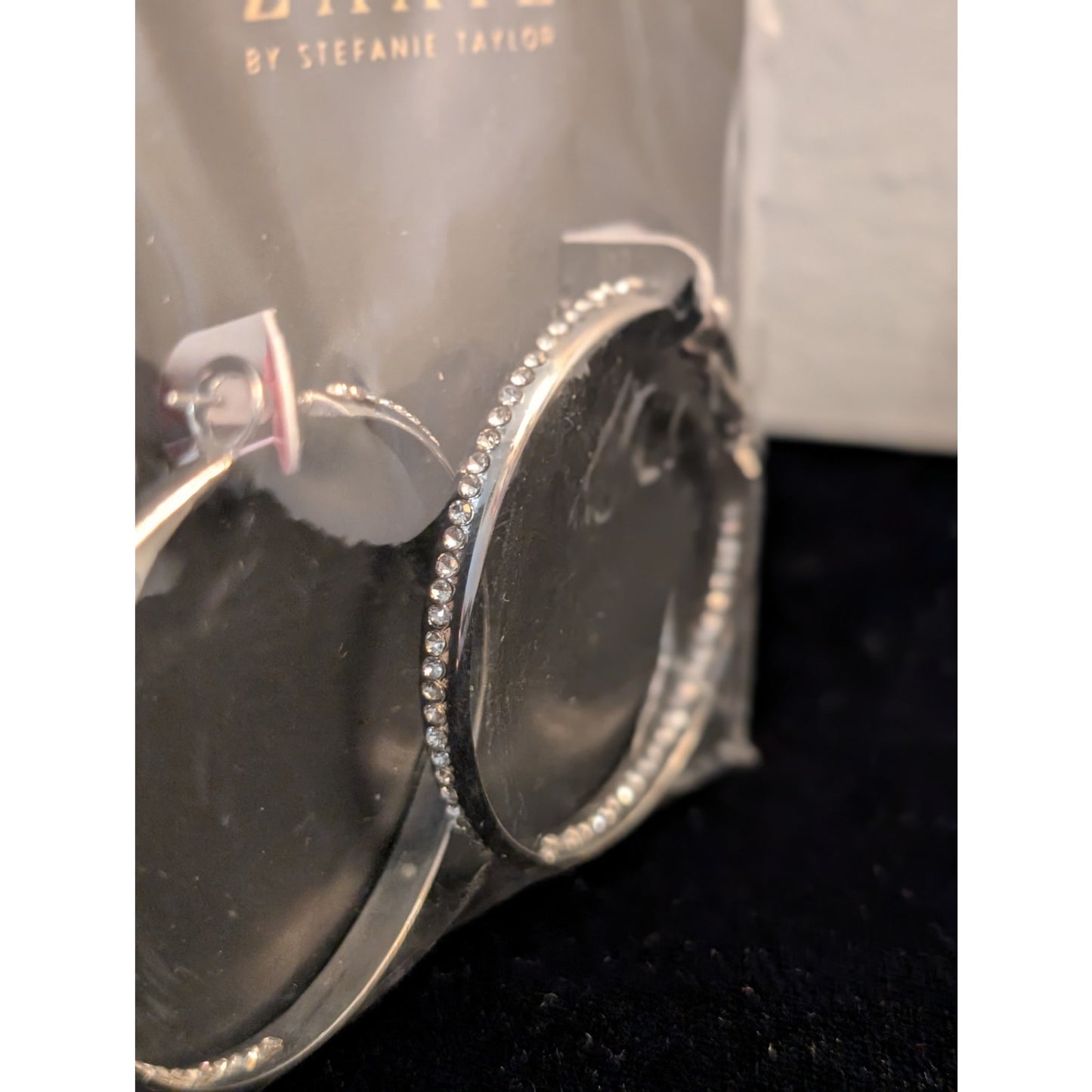 Zaxie by Stephanie Taylor Play It By Ear Rhinestone In & Out Hoop Earrings NWT