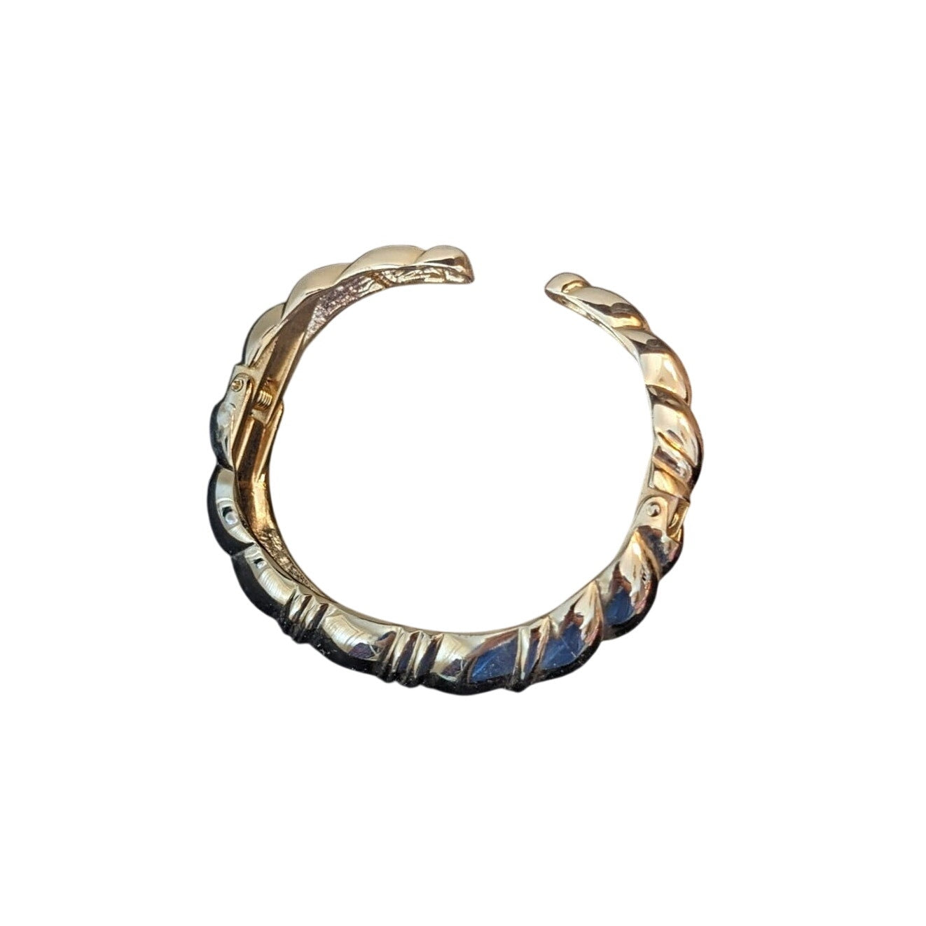 Vintage Double Hinged High Polished Gold Tone Cuff Bracelet