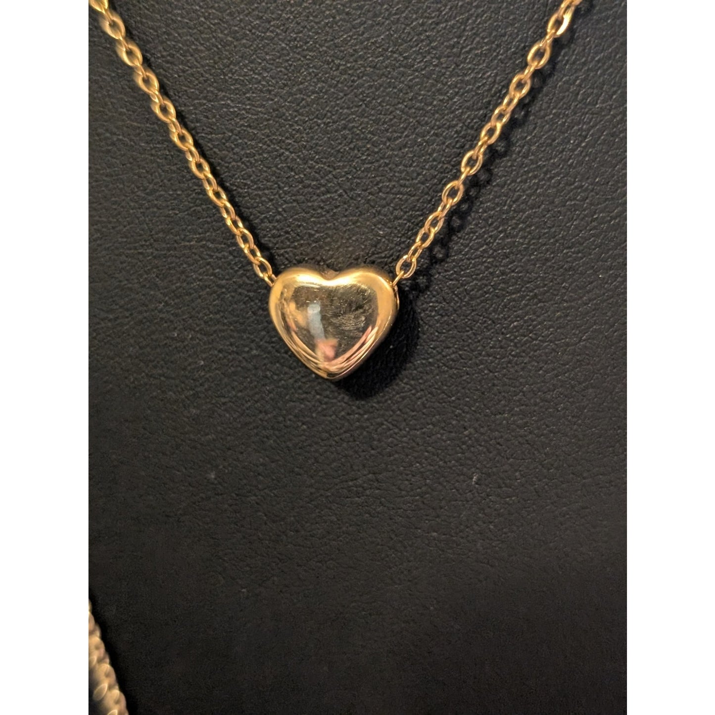 Three Layered Gold Tone Crystal Pearl Heart Necklaces