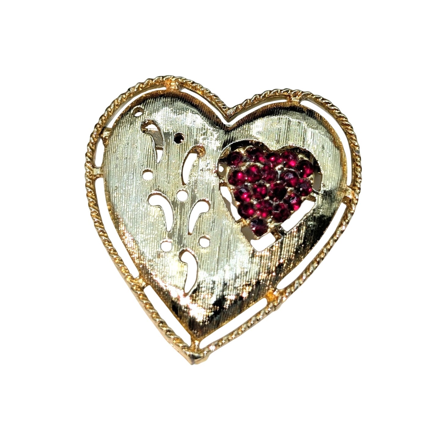 Lot of Two Vintage Gold Tone Heart Brooches -- Napier & Unbranded