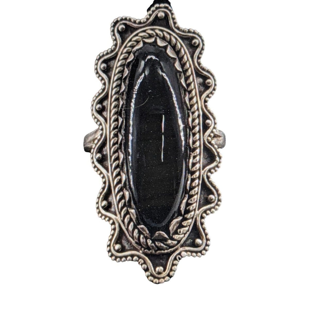 Vintage 925 Sterling Silver Black Onyx Southwest Ring 10.94g