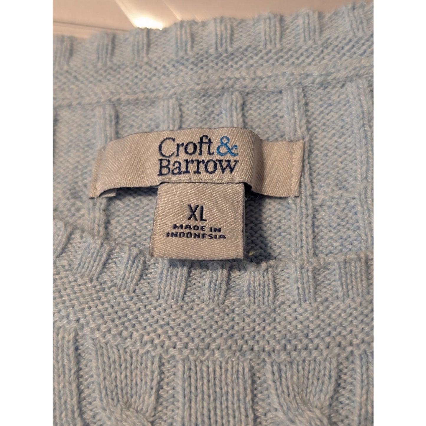 Croft & Barrow Light Blue Cable Crew Neck Pull Over Long Sleeve Sweater Sz XL