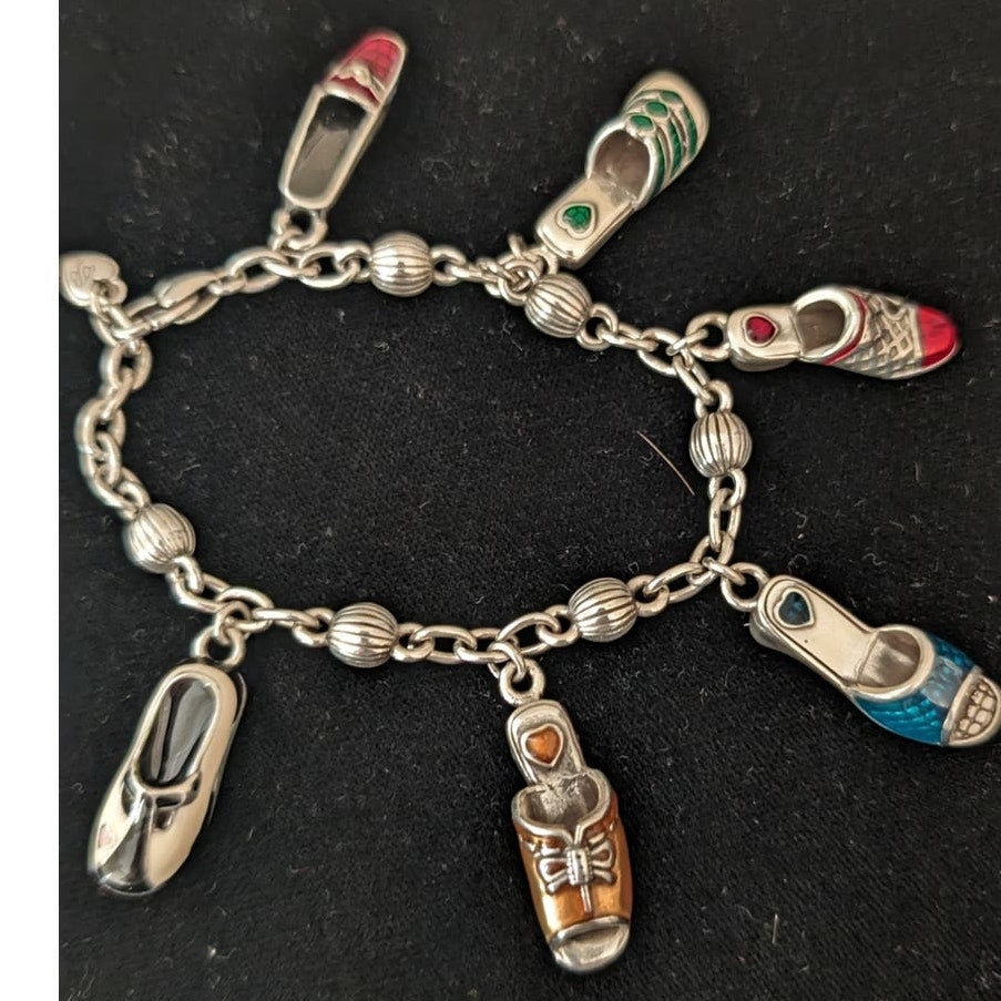 Brighton Vintage Retired Enamel Shoe Charm Bracelet