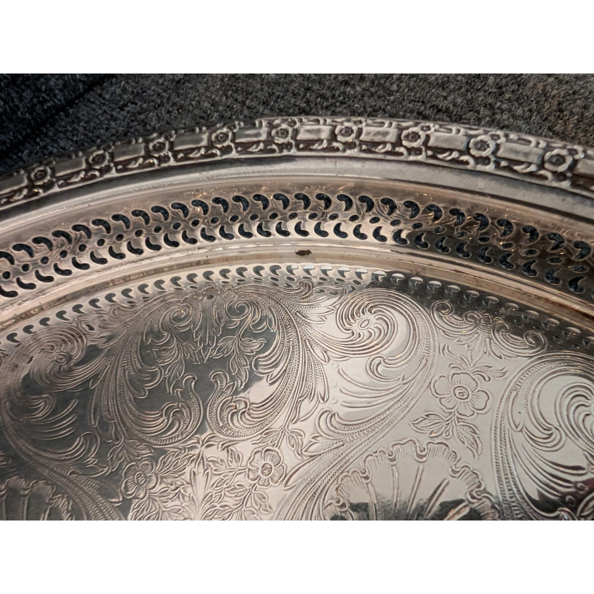 Vintage Camelot Silver Plate 6172G Rimmed Lazy Susan Serving Tray