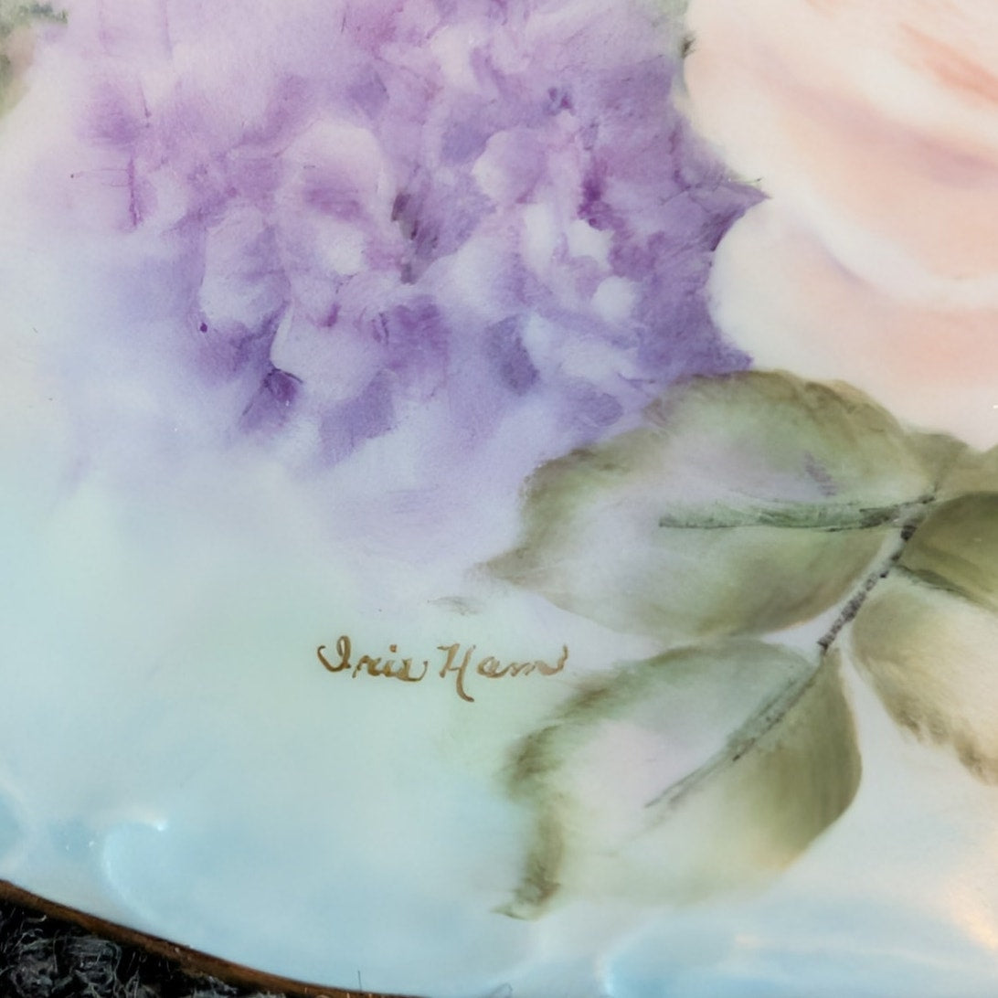 Vtg/Antique Signed Bareuther Waldsassem Bavaria Germany Hand Painted Rose Plate