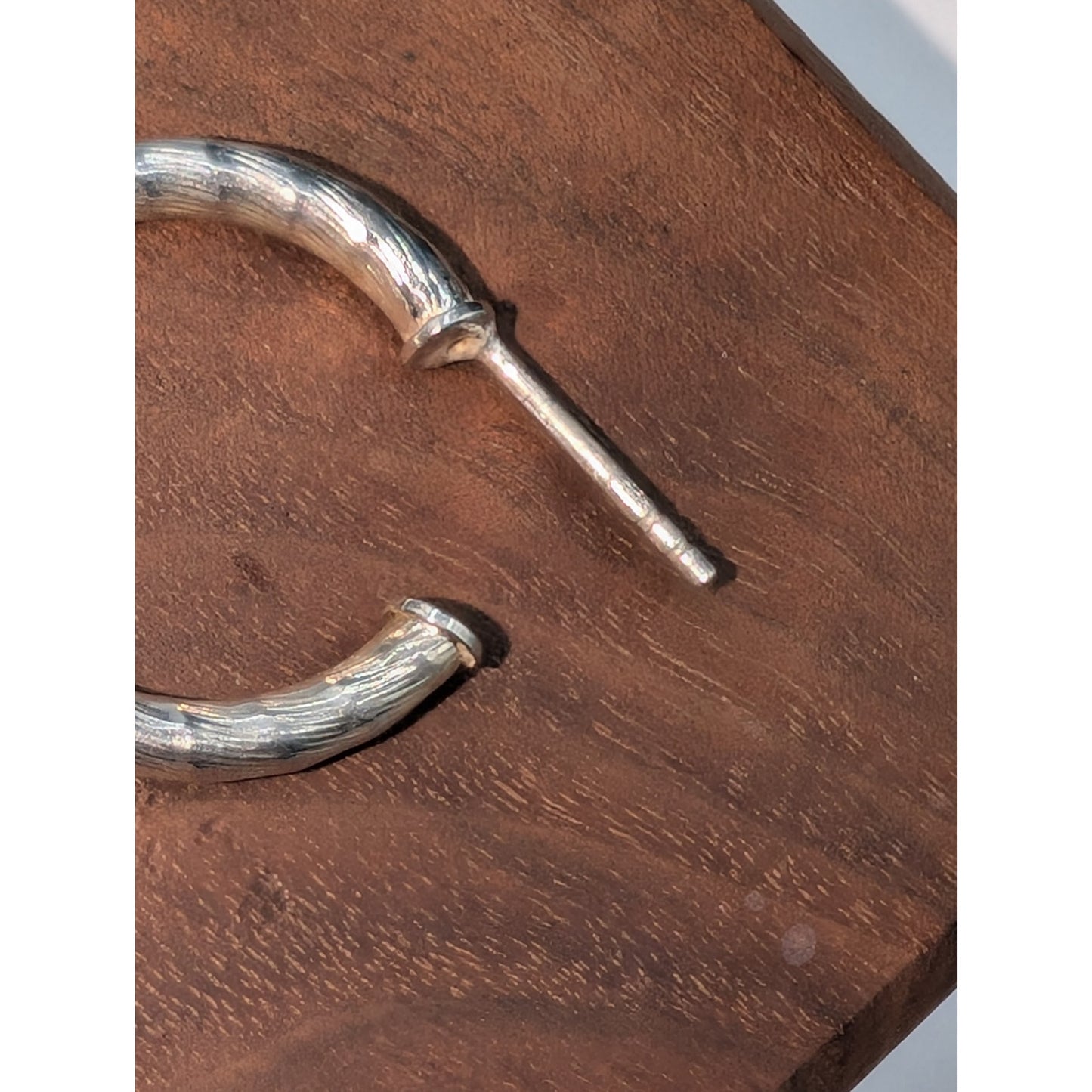 925 Sterling Silver Textured Hoop Earrings