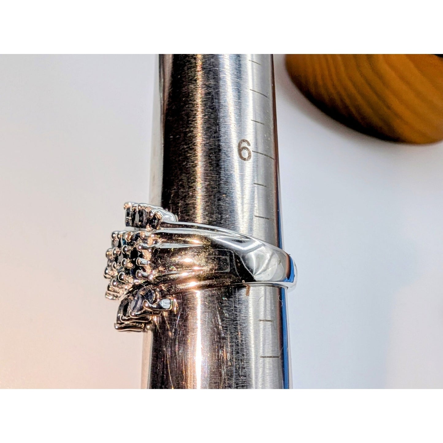 925 Sterling Silver India Test as Sapphire Cluster Ring Size 6.75