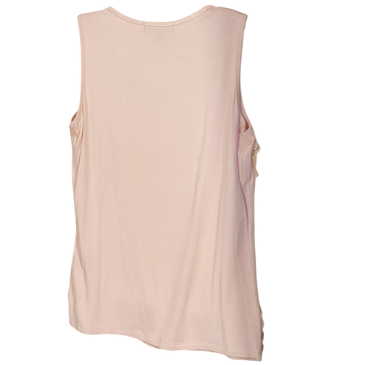 August Silk Blush Pleated Lace Ruffle Sleeveless Scoop Neck Tank Women's Size M