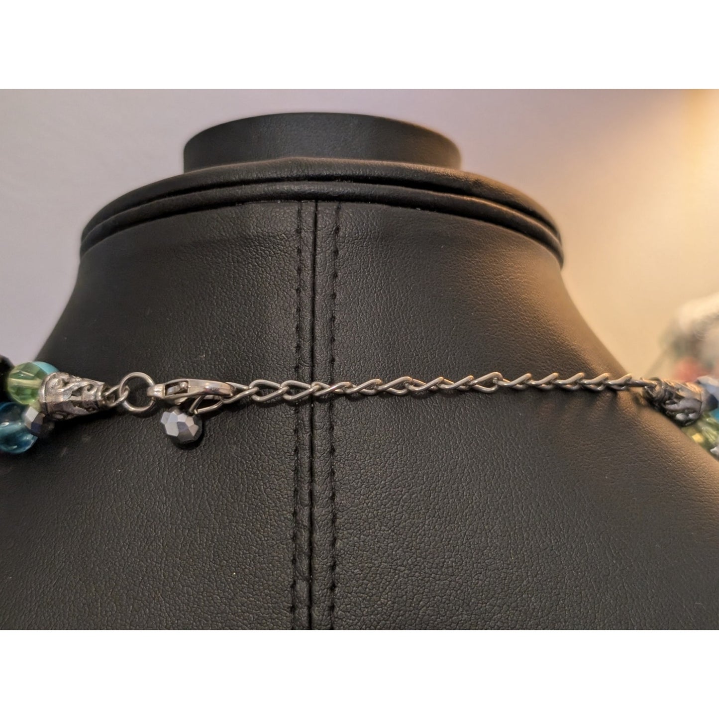 Southwest Layer Triple Strand Stone Crystal Bead Jeweled 20"-22.5" Necklace