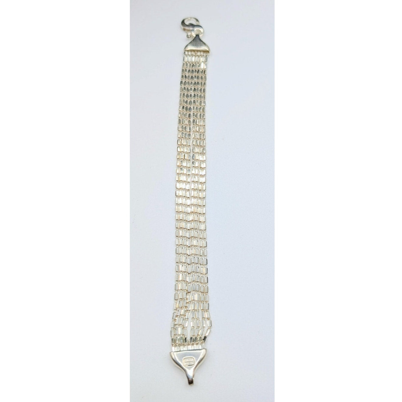 Milor Italy 925 Sterling Silver 8 Strand Chain Link Large Lobster Claw Bracelet
