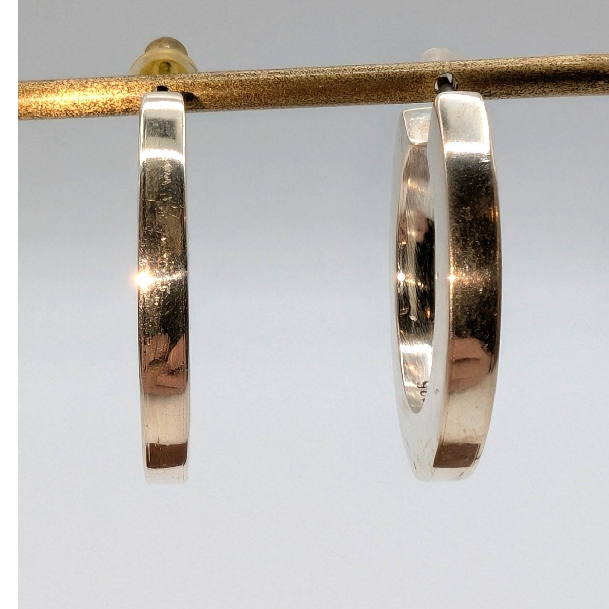 Solid 925 Sterling Silver Etched Design Hoop Earrings