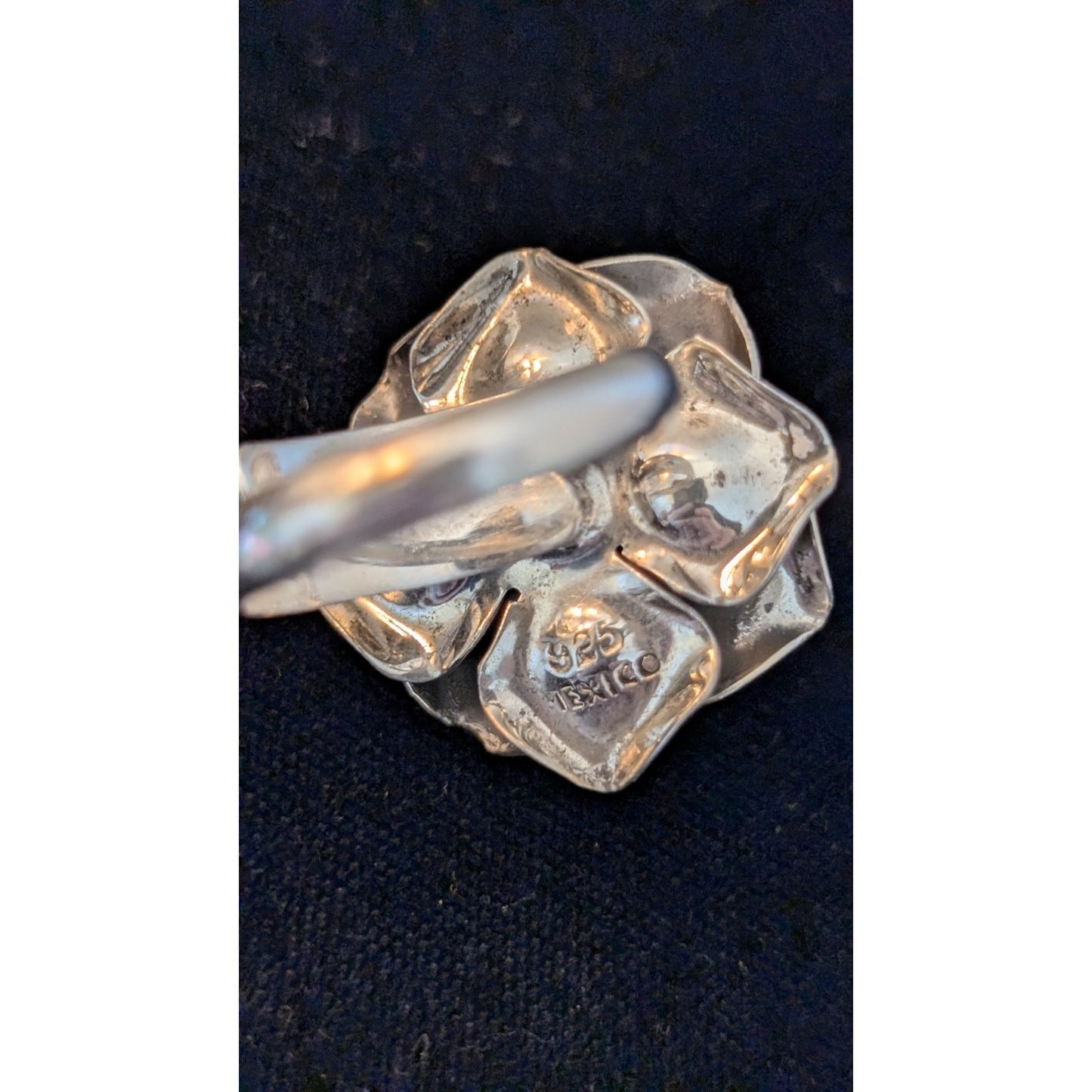 Vintage Mexico 925 Handmade Sterling Silver Large 3D Flower Adjustable Ring 12g