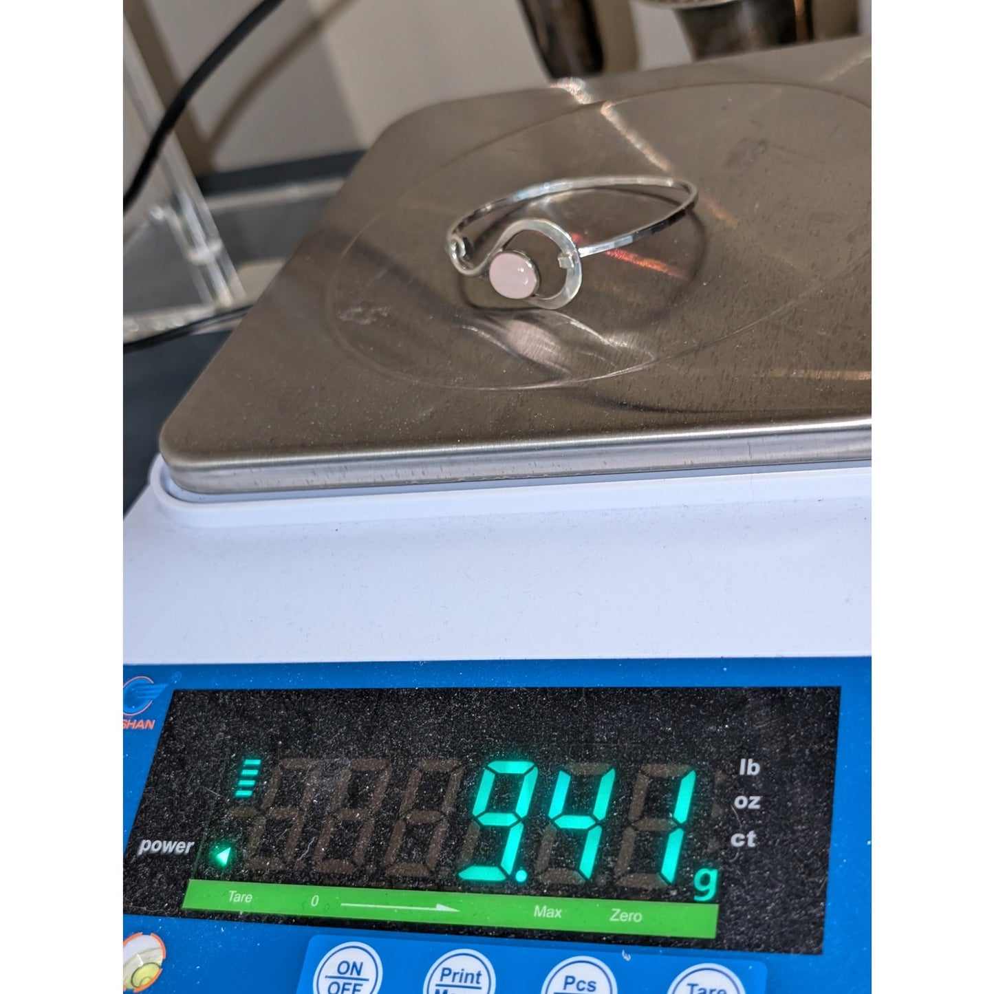 RLC Sterling Silver Rose Quartz Hook Clasp Bangle Bracelet