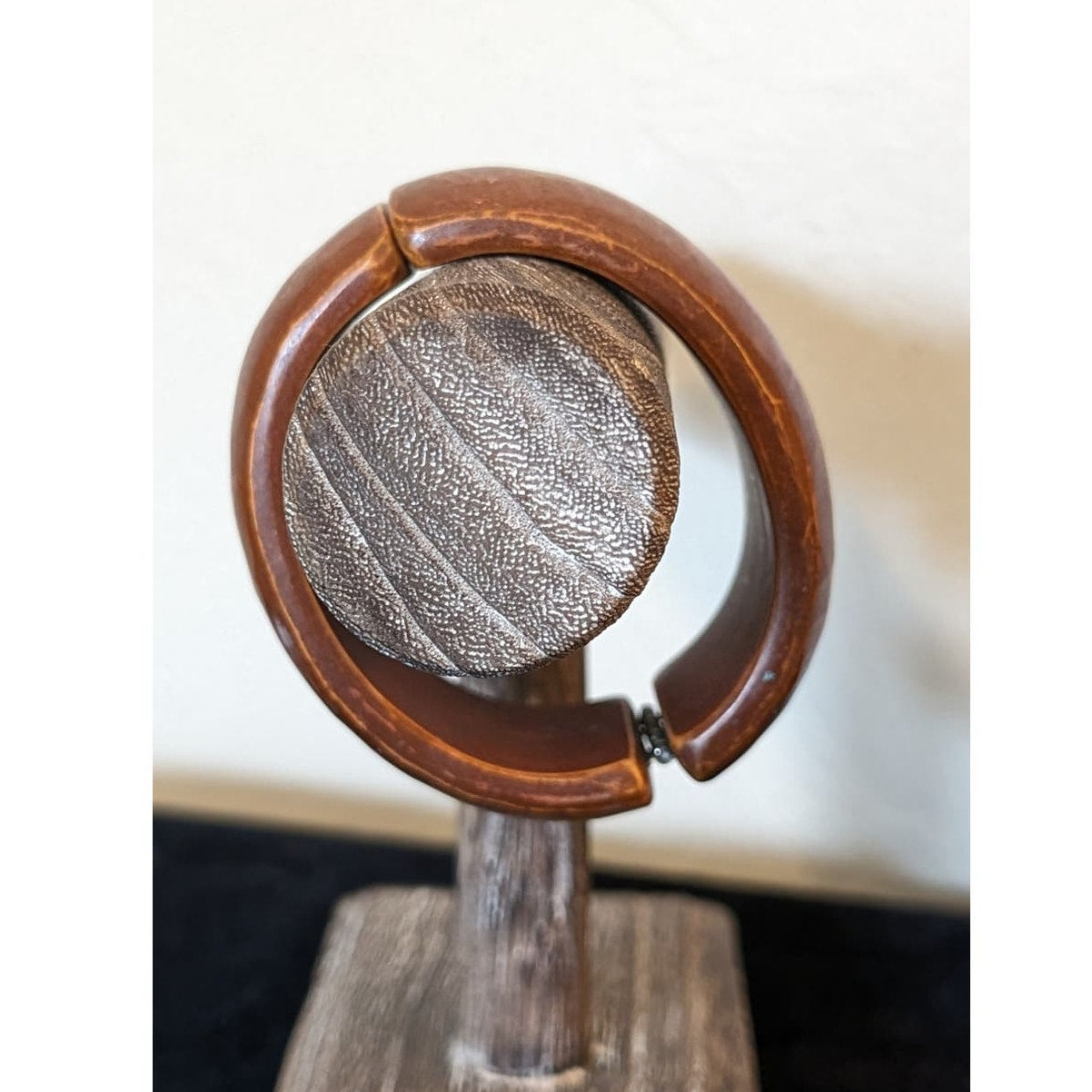 Wood Look Resin Clamper Style 1.25" Wide Bangle Bracelet