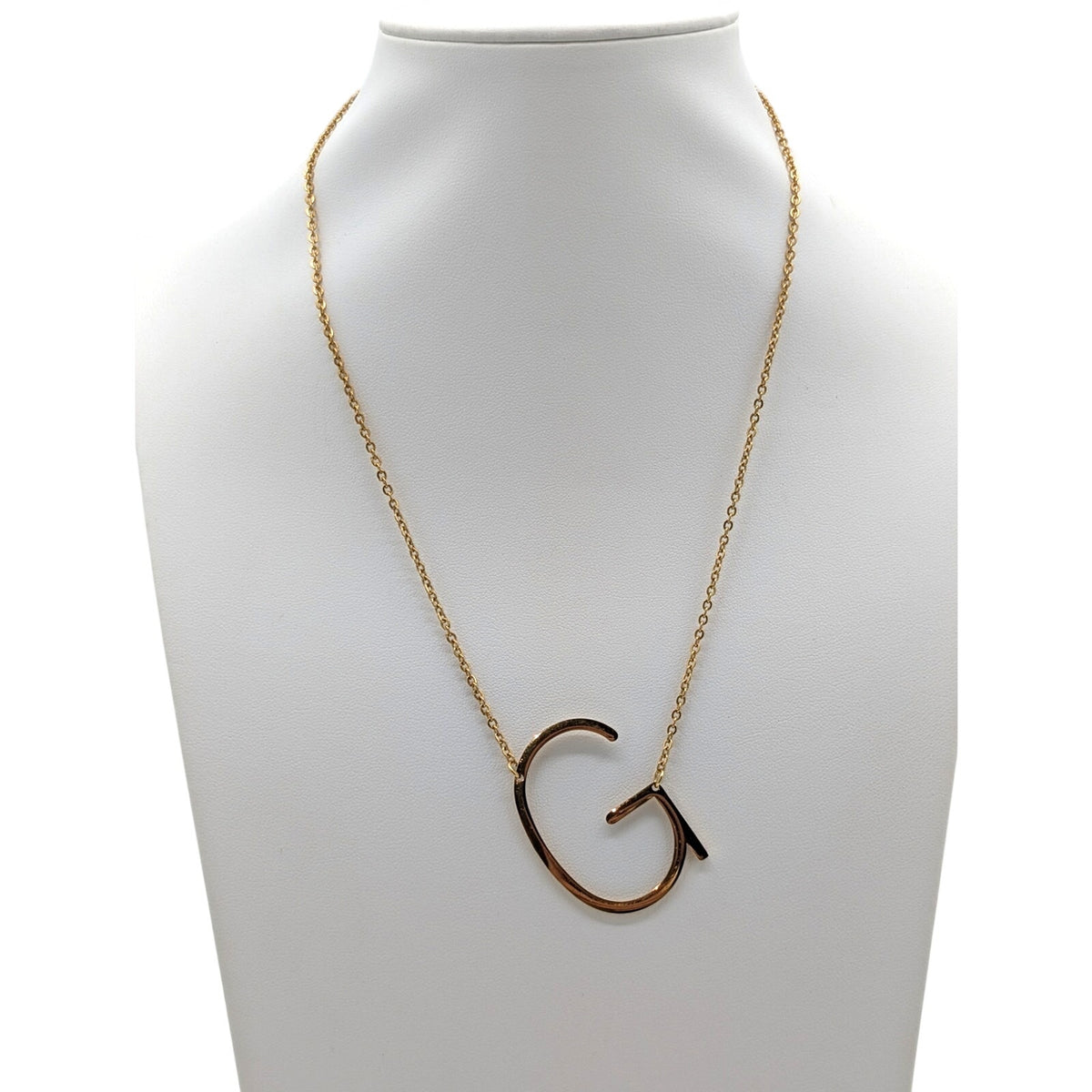 Gold Tone Large Initial 'G' Pendant 16"-18" Necklace