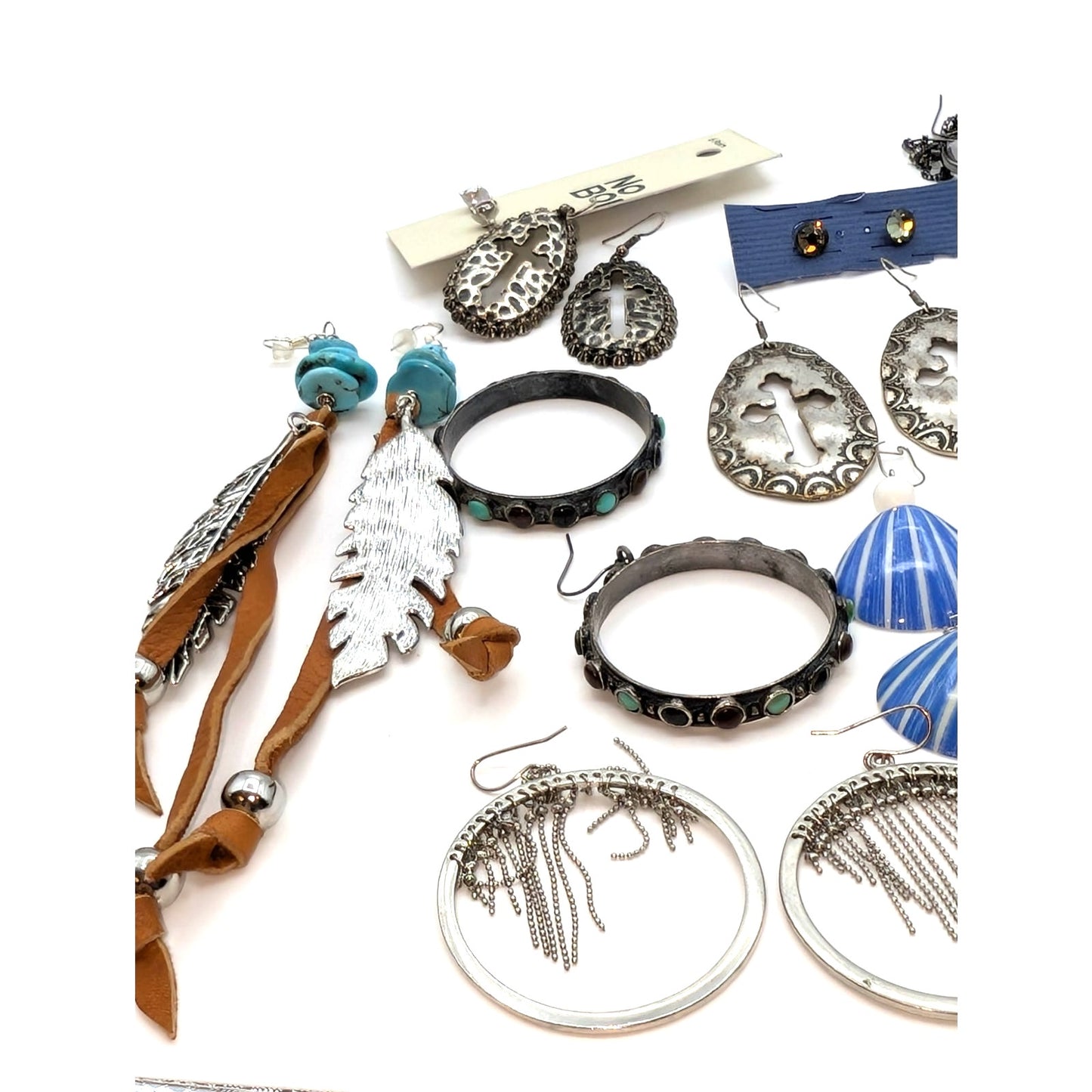 Lot of 18 Pair of Boho Silver Tone Theme Earrings