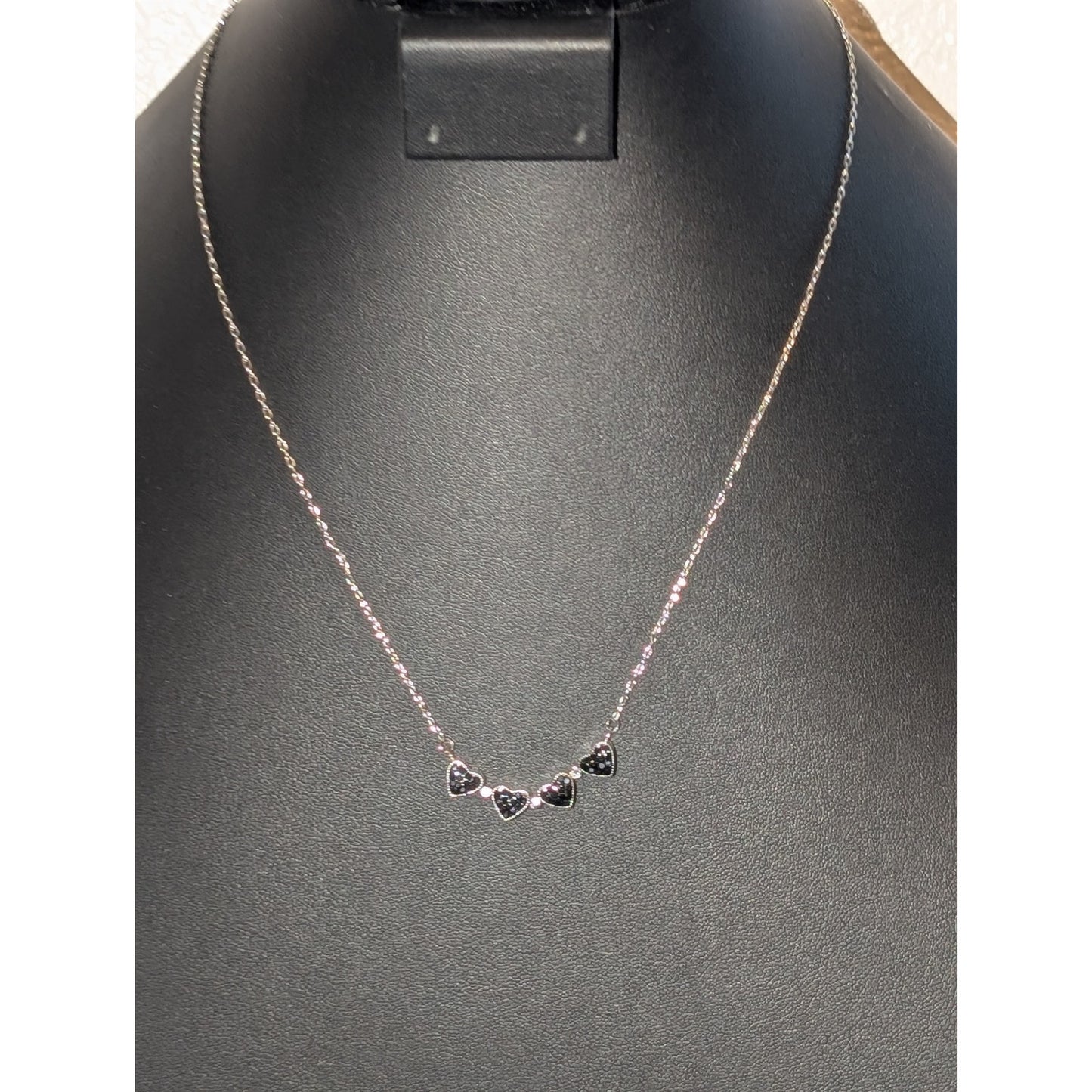 Silver Tone Red or Black Reversible Four Leaf Clover Pendant Necklace