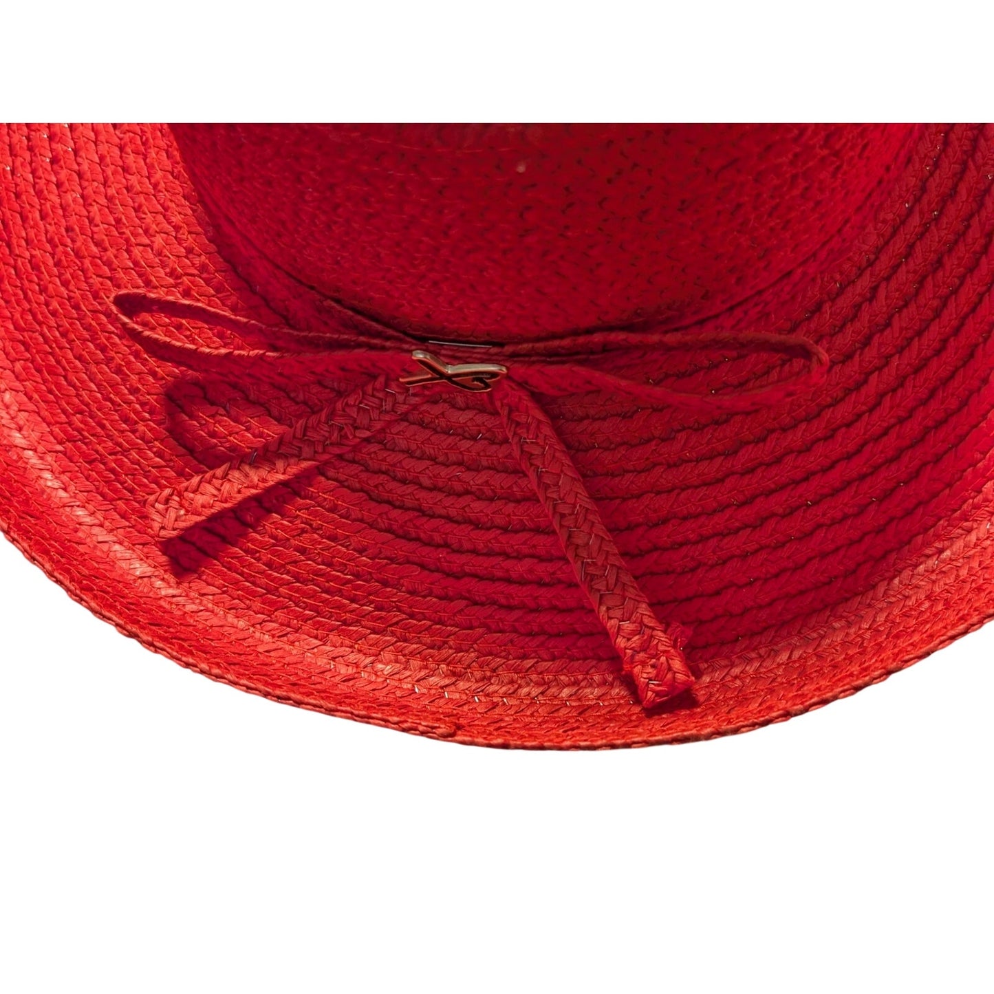 Betmar New York Vintage Red Paper Cotton Blend Logo Ribbon Flip Brim Sun Hat