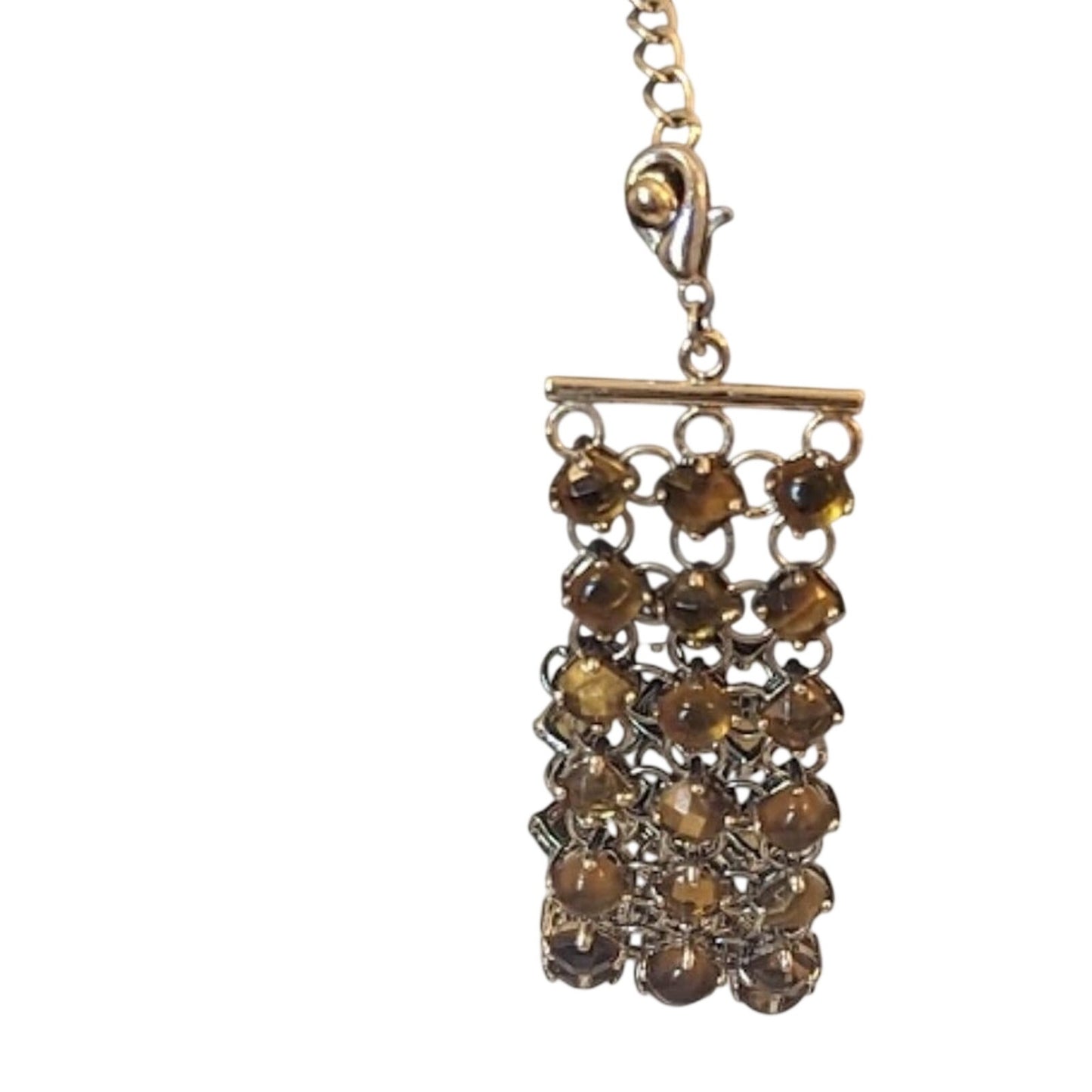 Faceted Tiger's Eye & Brown Bead Three Strand Gold Filled Link Chain Bracelet