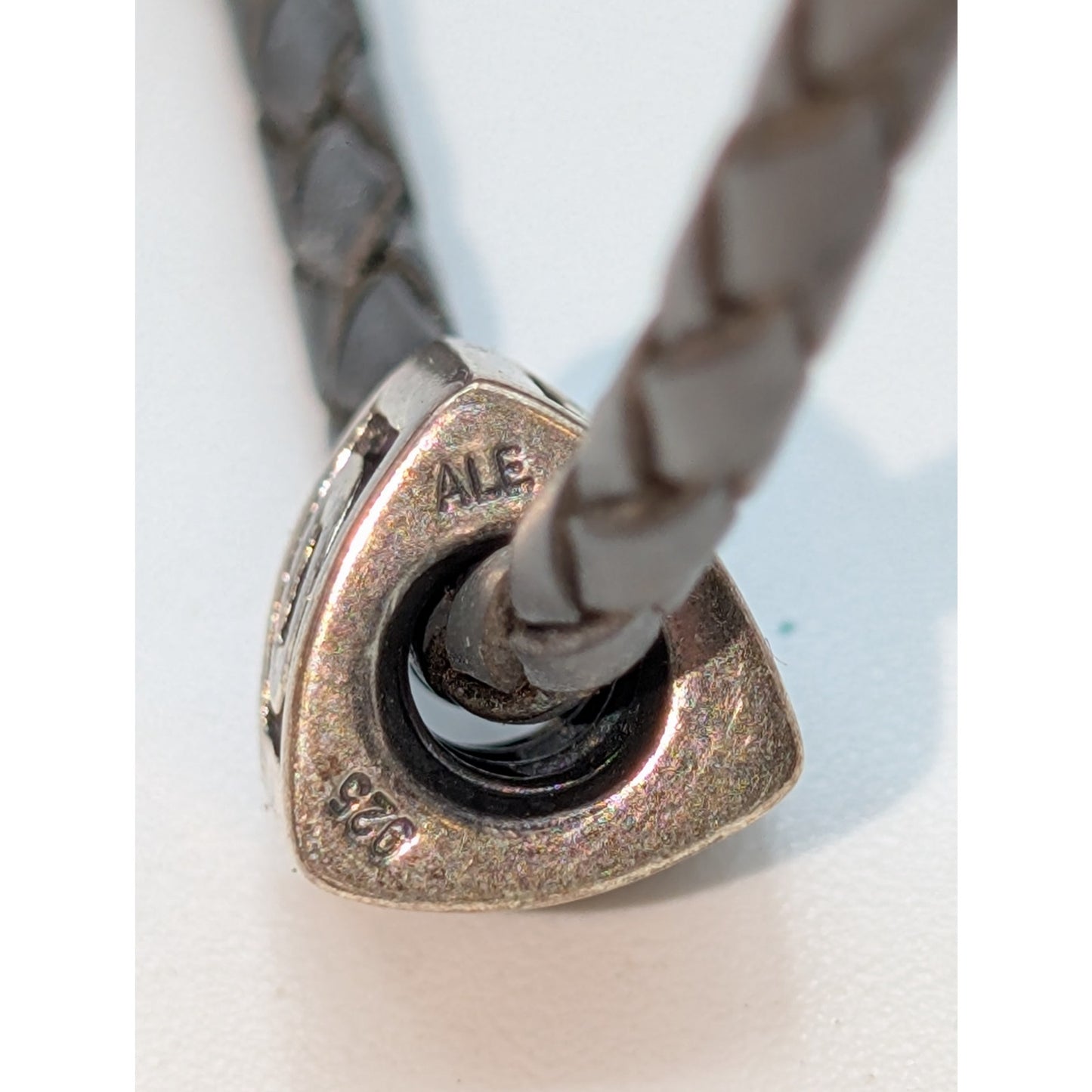 Genuine Pandora 925 Sterling Dark Brown Double Braided Leather Wrap Bracelet