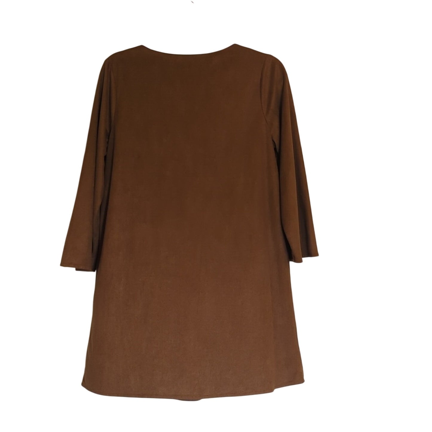 Flying Tomato Suede Caramel Brown Soutache Trim Embroidered Mini Dress Sz M