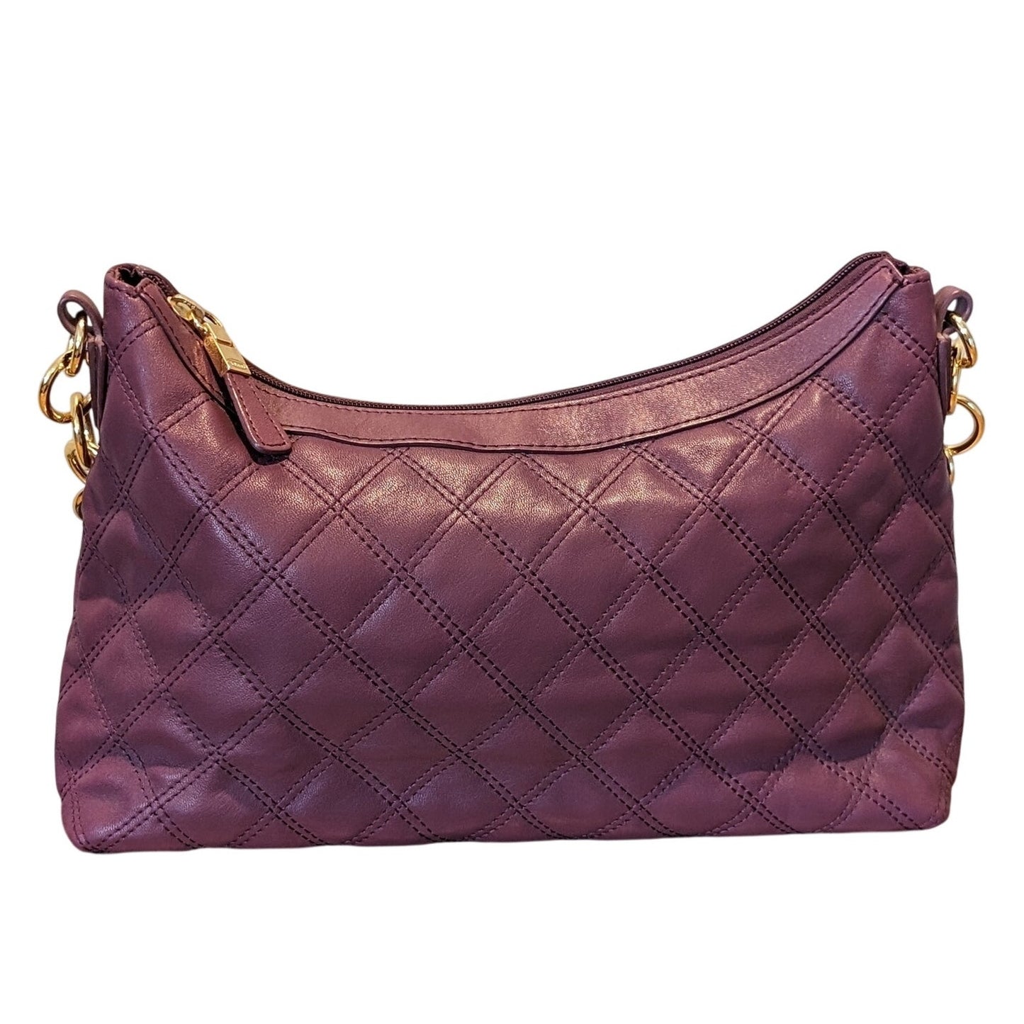 Talbot's Vintage Classic Quilted Wine Leather Chain Strap Shoulder Bag