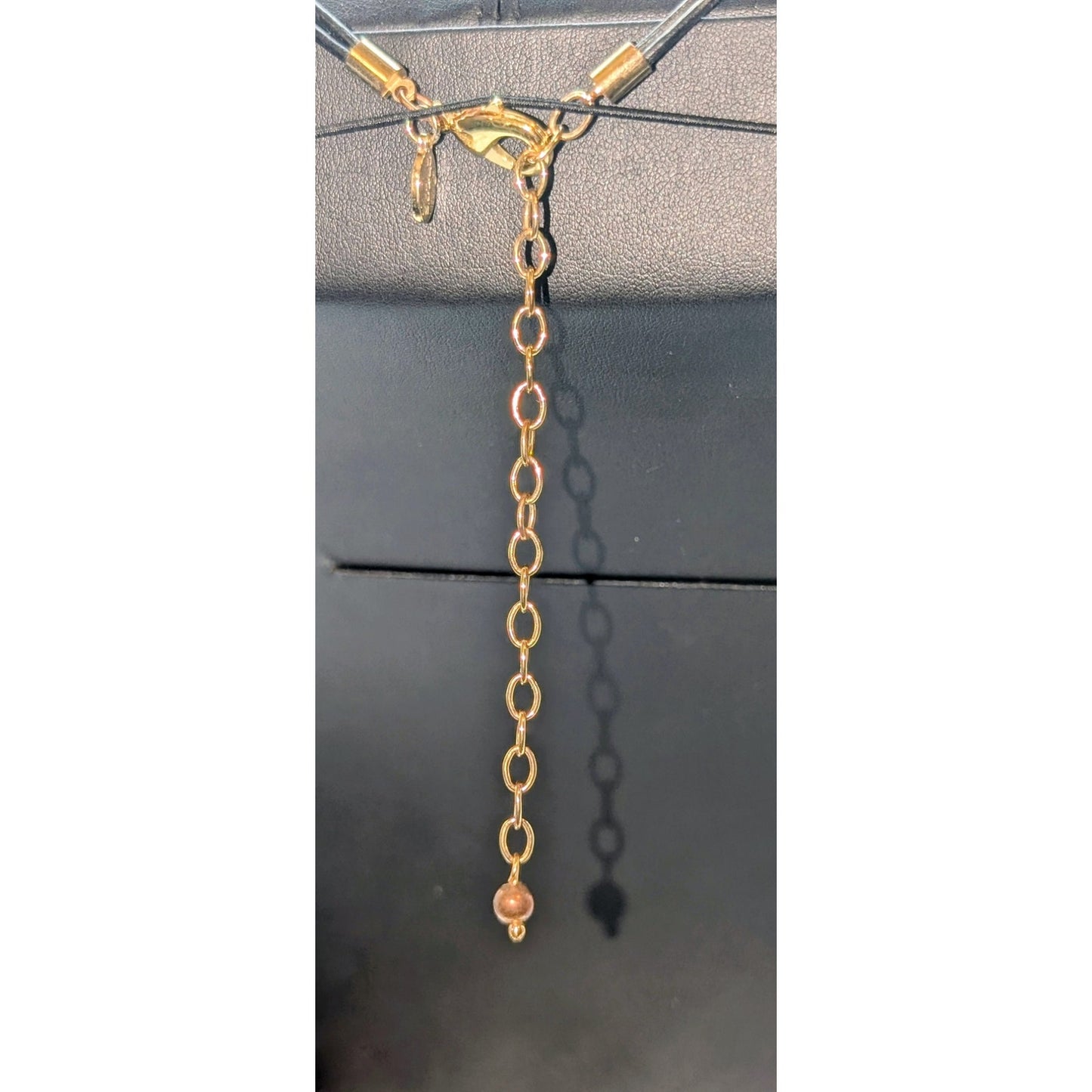 Chico's Black Adjustable Corded Gold Tone Animal Fur Pendant Necklace & Earrings