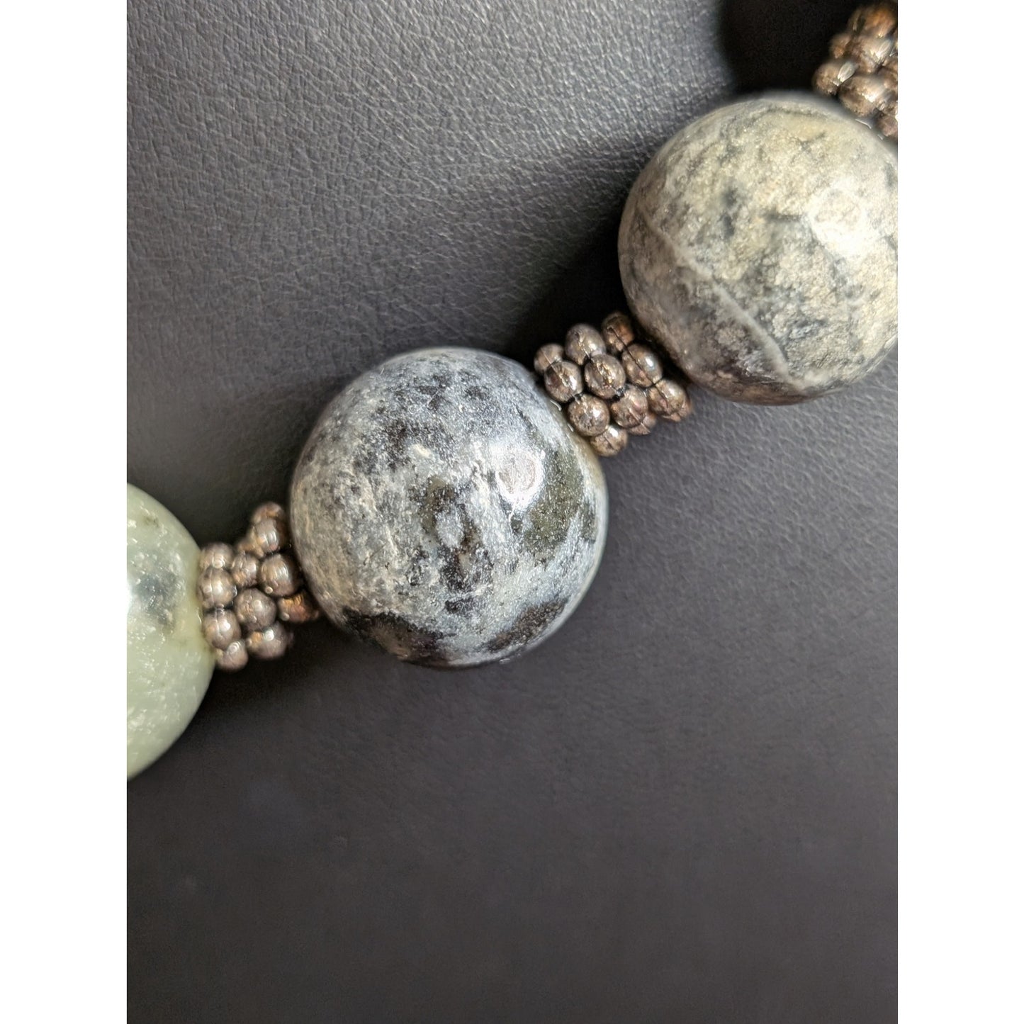 20mm Blue Gray Green Gemstone Statement w/ Bar Toggle Clasp 22" Necklace