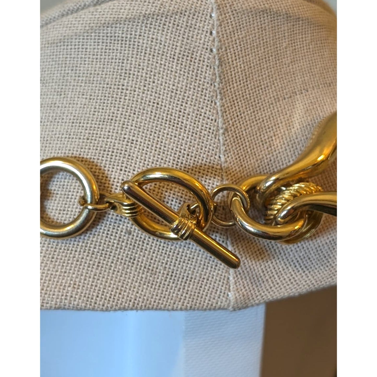 Vintage Chunky Equestrian Chain Link Necklace W/ Toggle Clasp