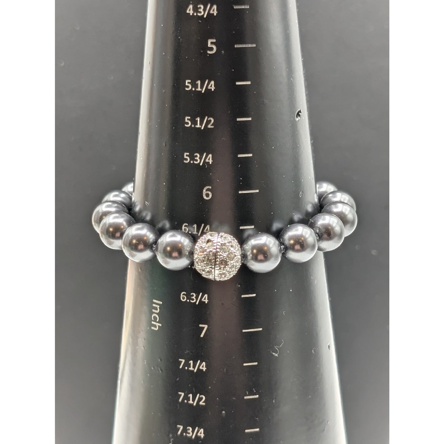 Simulated Tahitian Pearl Pave Crystal Screw Closure Knotted Necklace & Bracelet