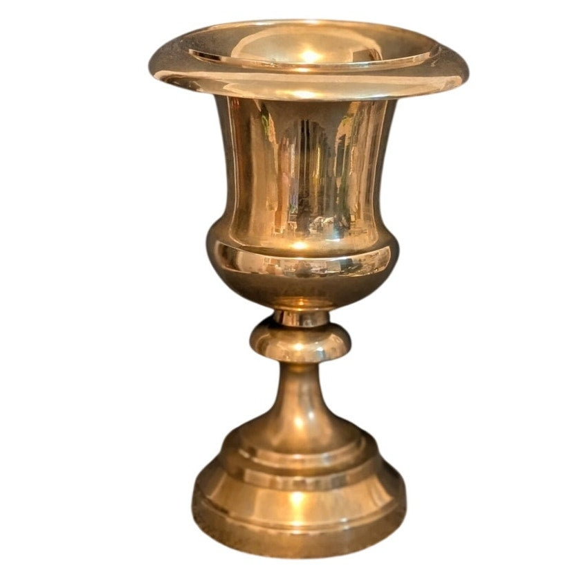 Vintage Made in India MCM 12" Tall Heavy Brass Urn Planter/Vase