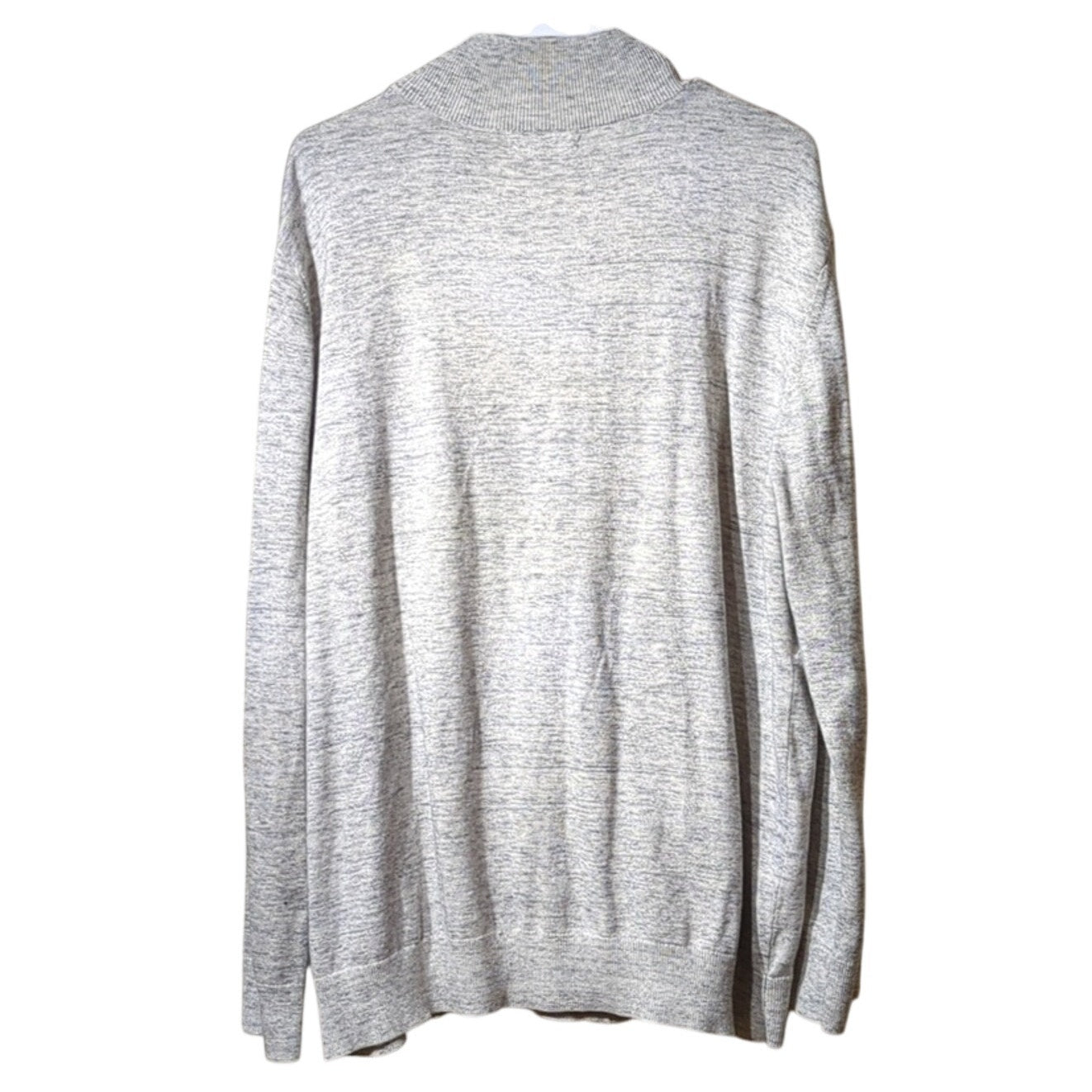 Banana Republic Men's XL Gray Mottled 100% Cotton Full Zip Ribbed T-Neck Sweater