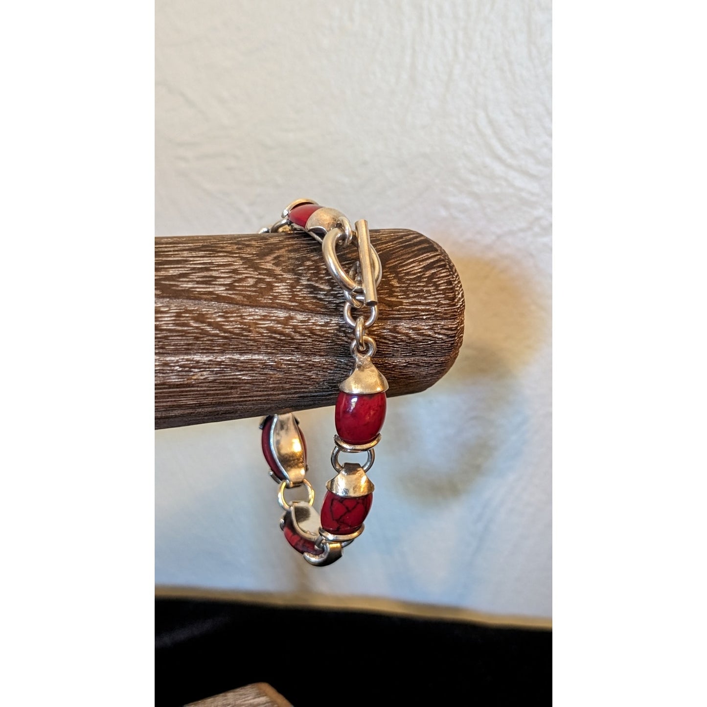 Mexican Red Jasper 925 Sterling Silver Toggle Bracelet