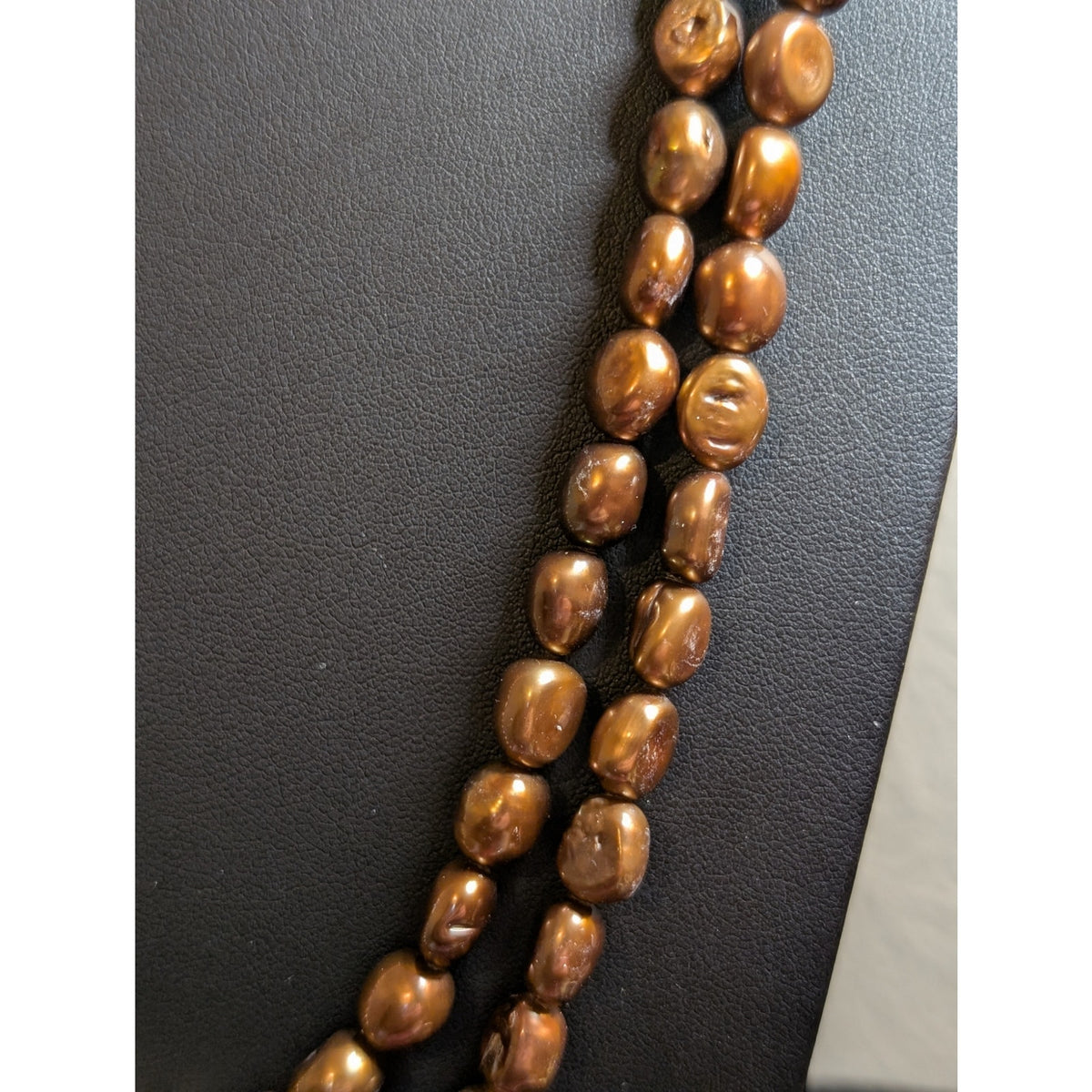 Vintage 66" Copper/Bronze Tone Freshwater Pearls Necklace 115.7g
