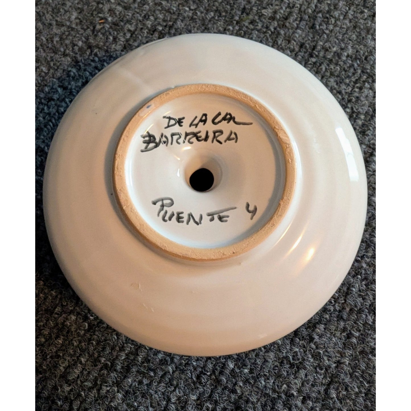 Signed De la Cal Barreira Colorful Pottery Candlestick Holder